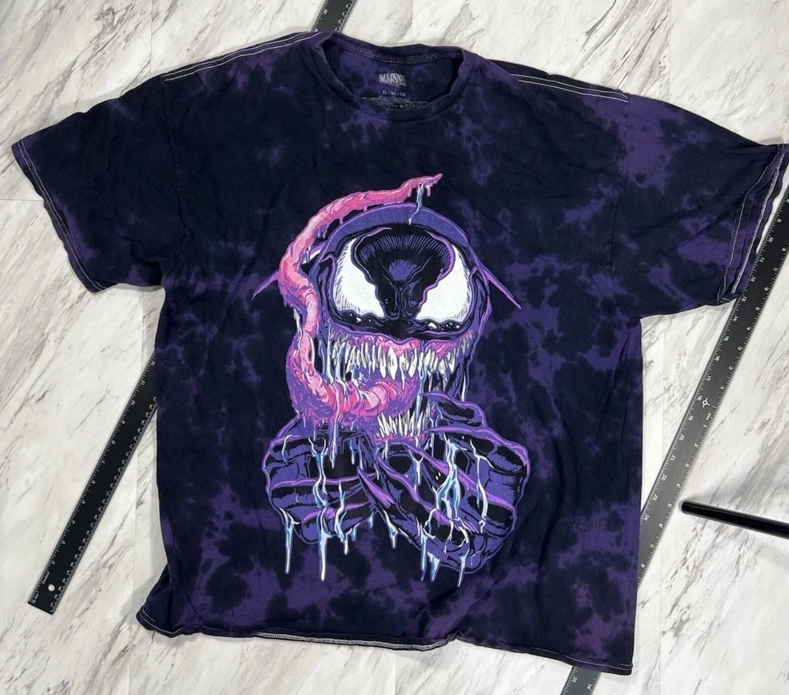 Marvel Comics Marvel Venom Tie Dye Graphic Tee Purple Drip Face XL #9 Size US XL / EU 56 / 4 - 1 Thumbnail