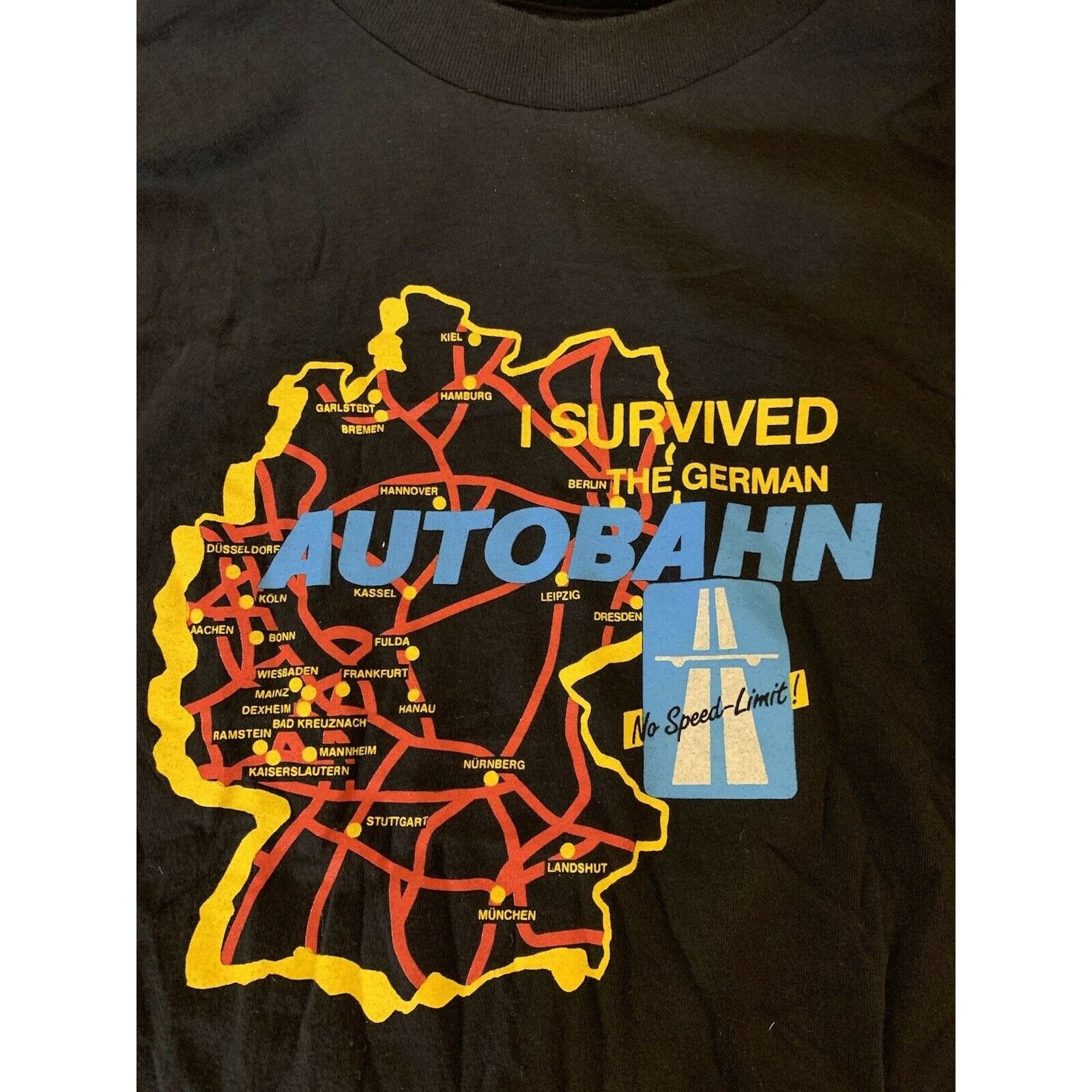 Other Vtg 80s T Shirt Screen Stars I Survived The German Autobahn Size US XL / EU 56 / 4 - 7 Thumbnail