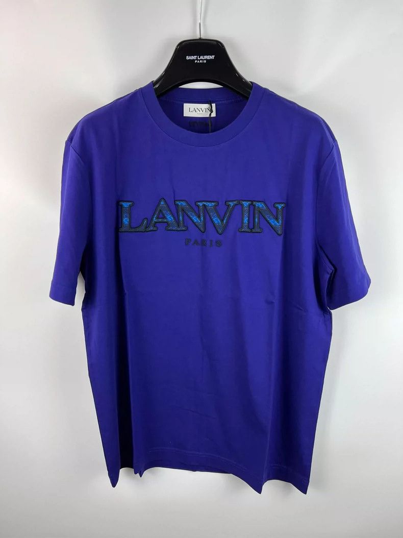 Lanvin Blue embroidered monogram logo short sleeve