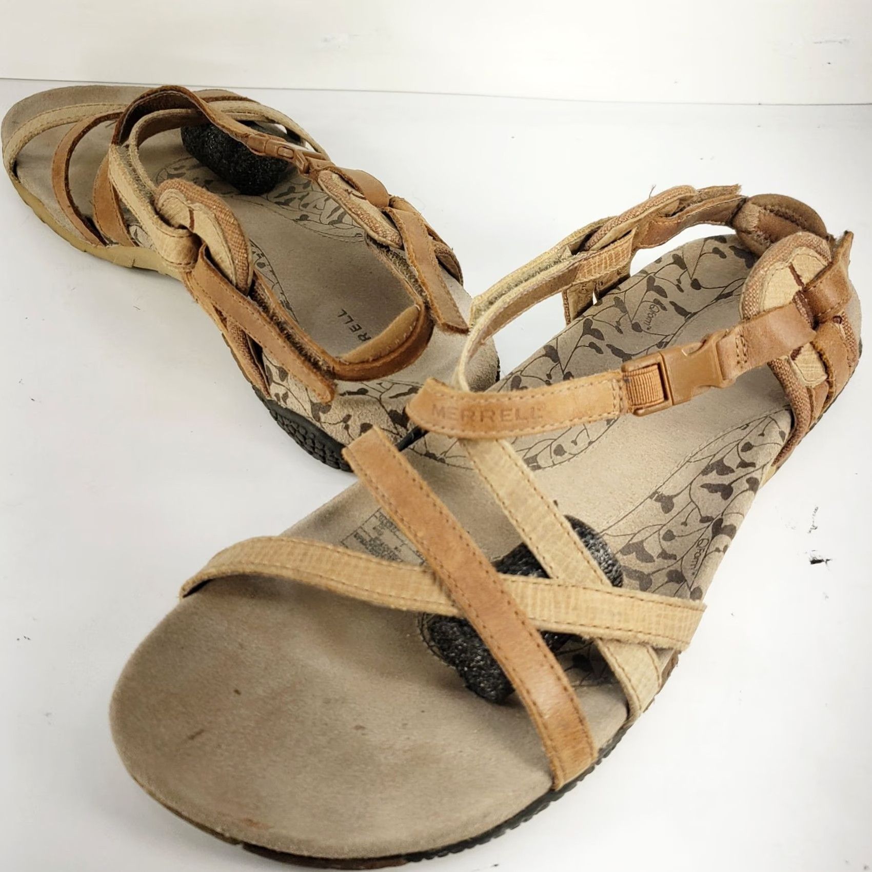 Merrell Merrell Sandal Women Brown Leather Open Toe Strappy San Remo Flat Buckle Shoe 9 USA Size US 9 / IT 39 - 2 Thumbnail