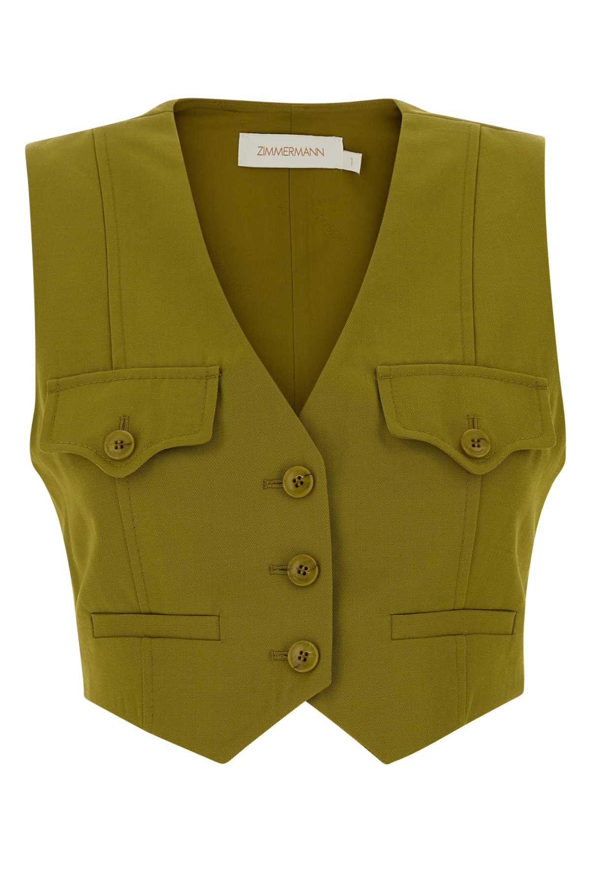 Zimmermann Pistachio Green Twill Luna Vest Size M / US 6-8 / IT 42-44 - 1 Thumbnail