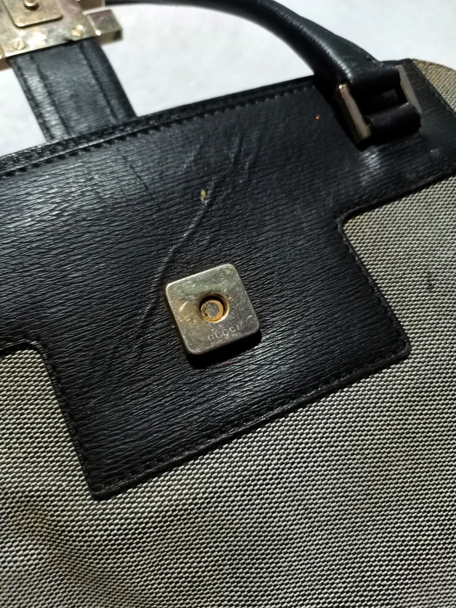 Gucci GUCCI VINTAGE G SQUARE LOGO HAND BAG LEATHER Size ONE SIZE - 4 Thumbnail