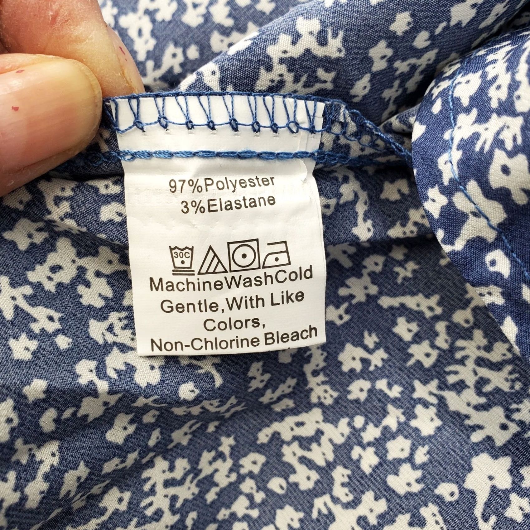 Vintage BTFBM Halter Dress Womens M Blue White Floral Sleeveless Belted Waist Swing Hem Dress Size M / US 6-8 / IT 42-44 - 5 Thumbnail