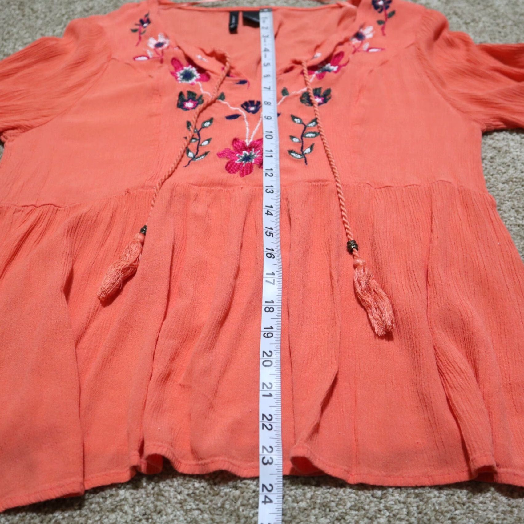Vintage New Directions Shirt Adult XL Orange Floral 3/4 Sleeve Sequin Womens Size XL / US 12-14 / IT 48-50 - 6 Thumbnail