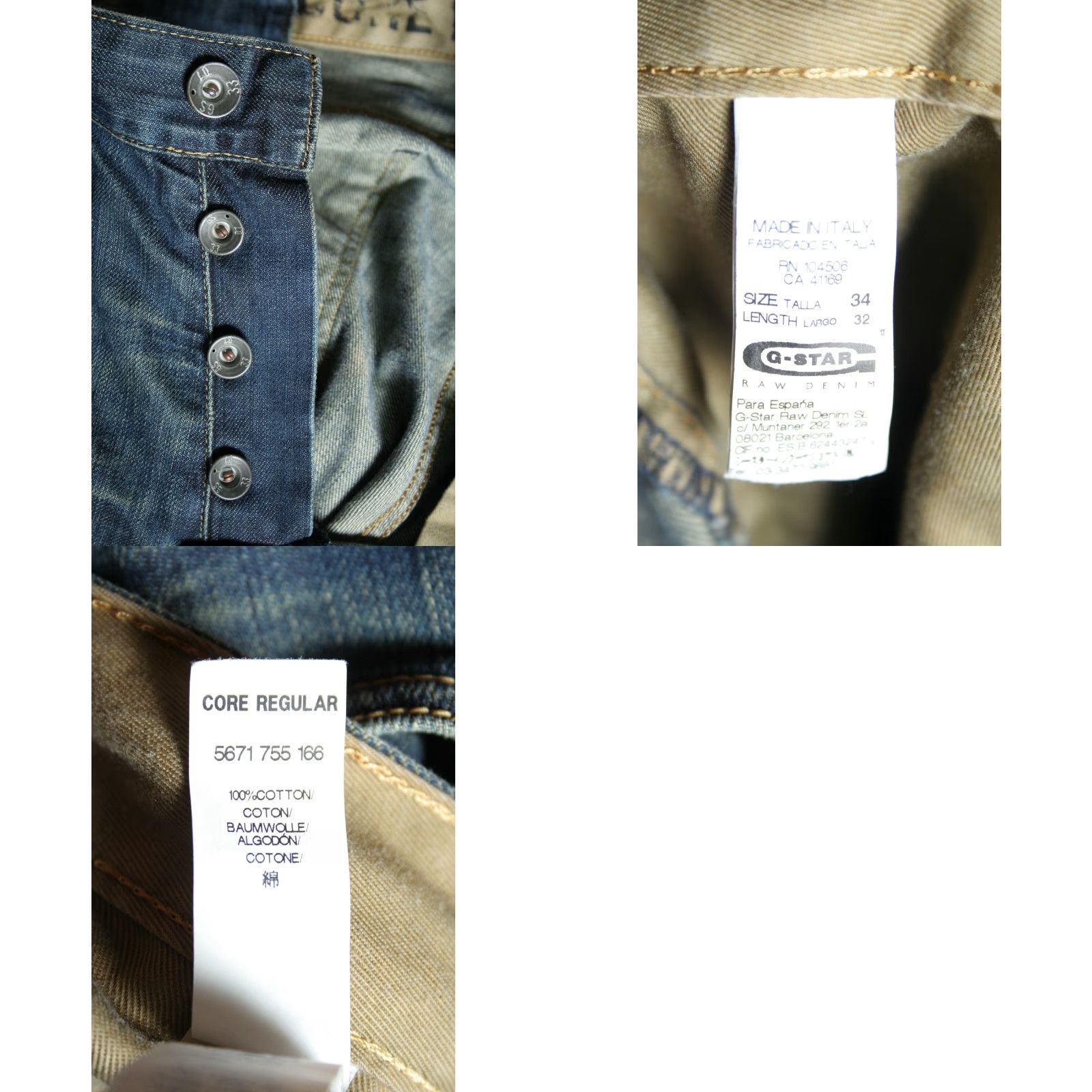 G-Star G-STAR RAW Core Regular Soiled Wash Blue Jeans Sz. 34x27 Bootcut Men Regular Denim Cotton Jeans Mens 1990s 2000s Size US 34 / EU 50 - 8 Thumbnail