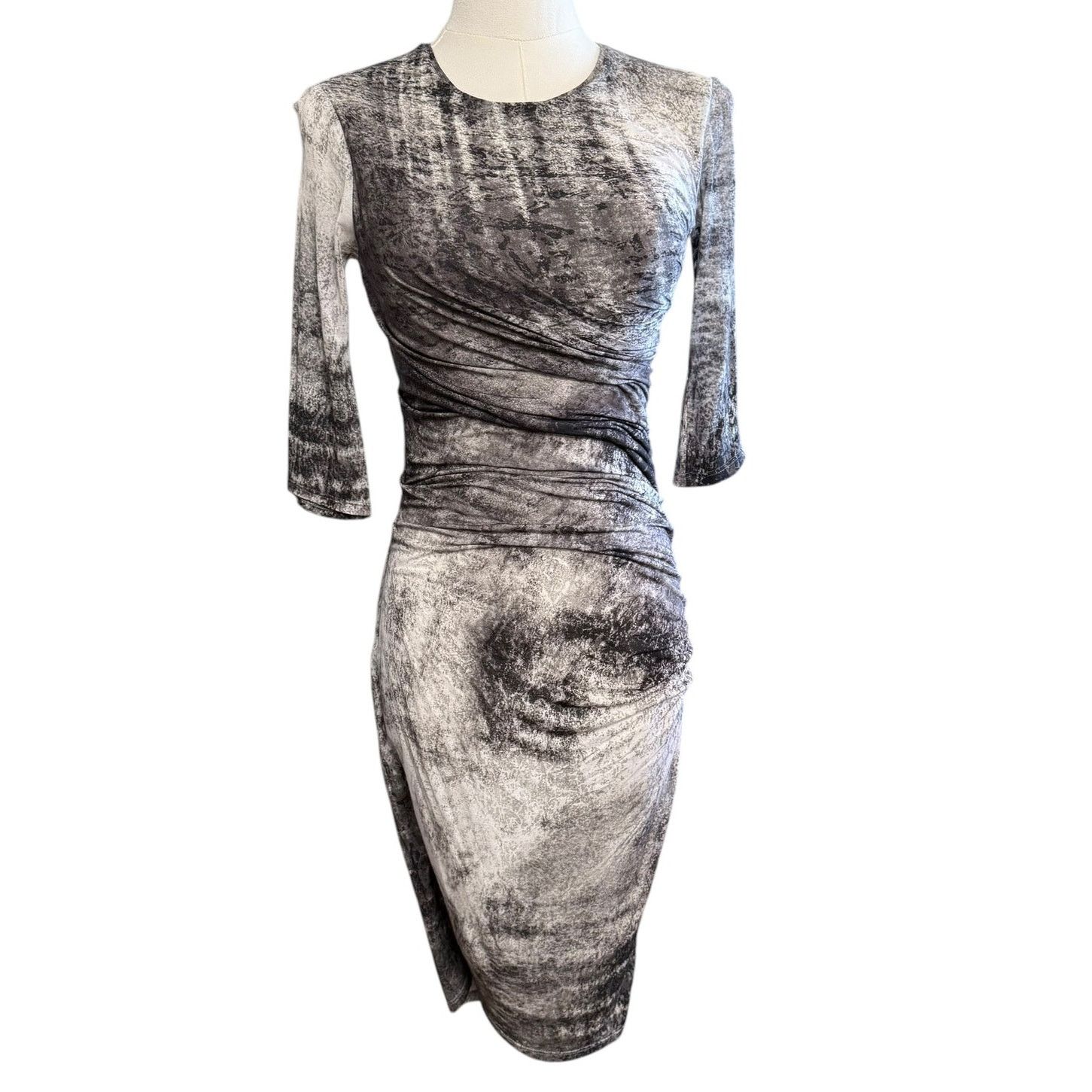 Helmut Lang Helmut Lang New Nova Print Ruched Jersey Dress Size P | Grailed