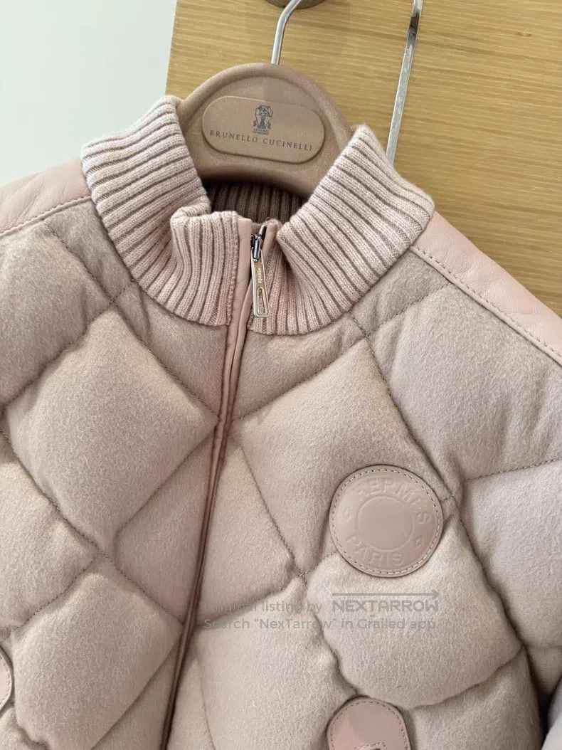 Hermes Hermes Cashmere and Leather Padded Jacket Size XXS / US 00 / IT 34 - 2 Thumbnail