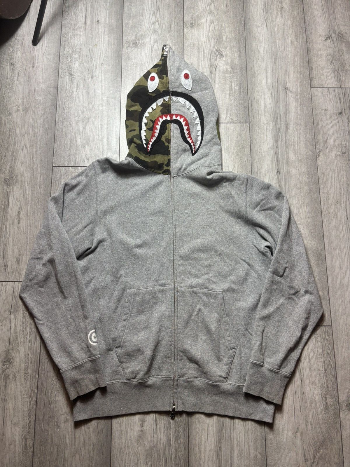 Bape Bape half camo shark full zip hoodie Size US L / EU 52-54 / 3 - 1 Thumbnail