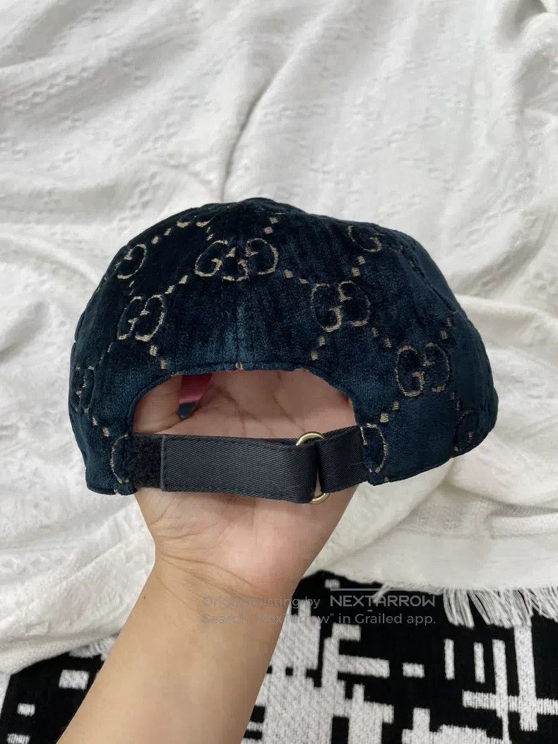 Gucci Gucci Size56 Blue velvet full double G full logo cap Size ONE SIZE - 3 Thumbnail