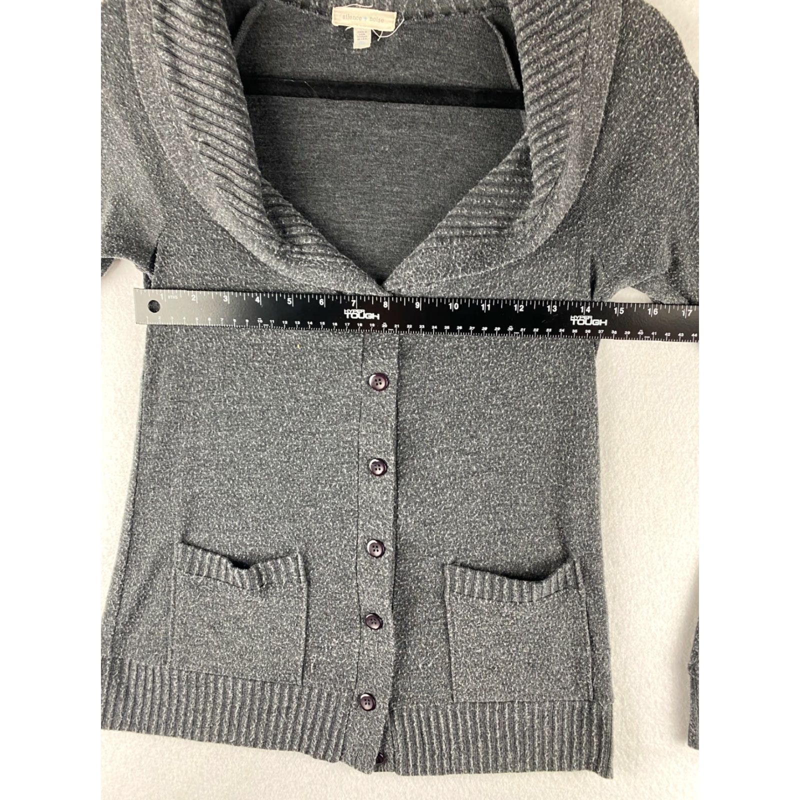 Vintage Silence + Noise Cardigan Sweater Womens M Gray Button Front Pockets Casual Modern Knit, Cardigan, Women, M, Gray, Silence + Noise, Sweater, Cardigan Size M / US 6-8 / IT 42-44 - 4 Thumbnail