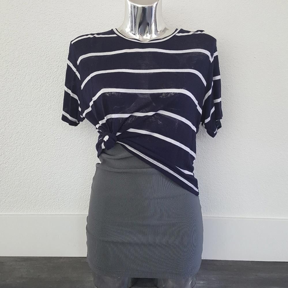 Designer Navy White Striped Melville Short Sleeve Size ONE SIZE - 1 Thumbnail