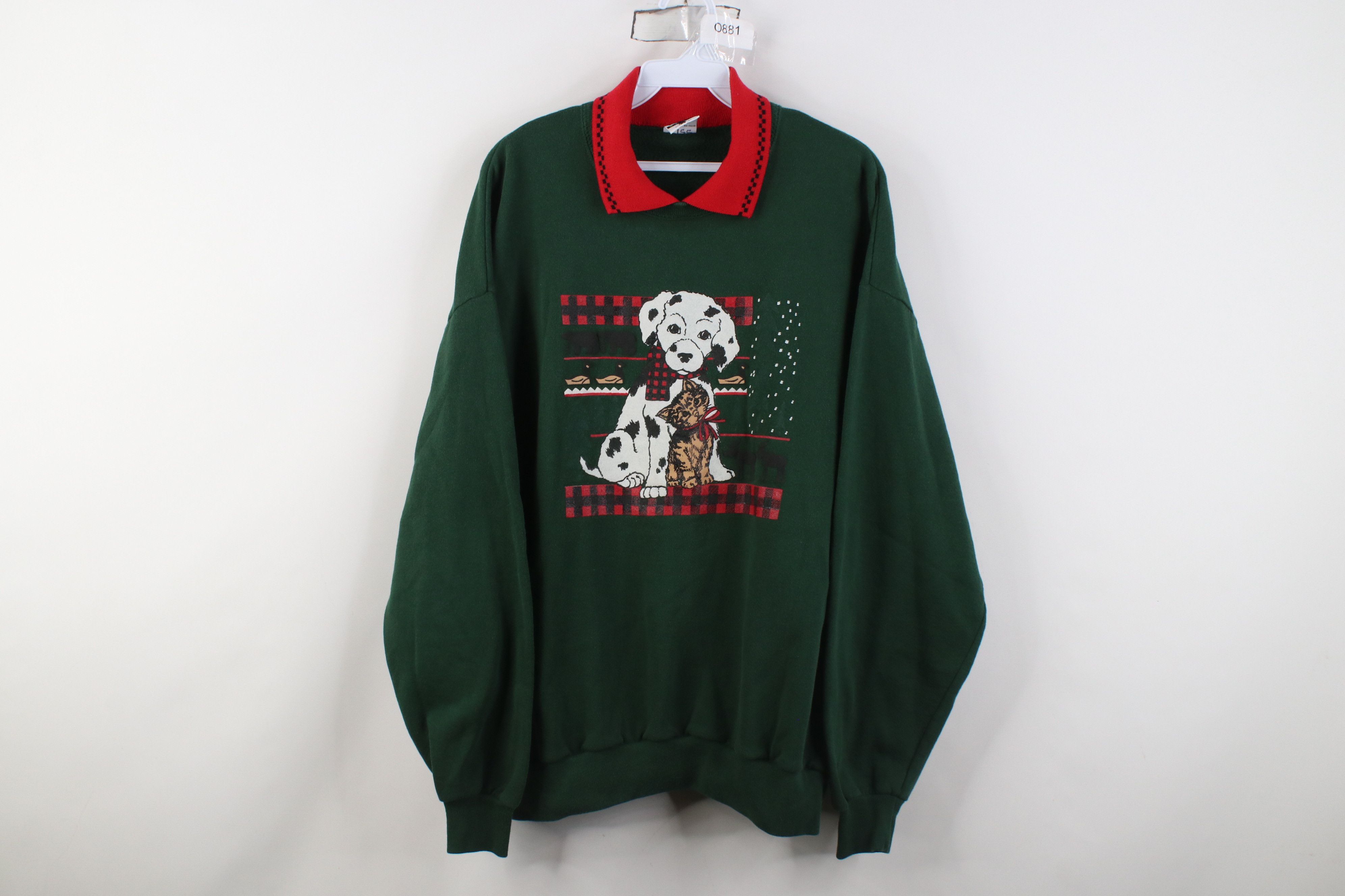 Vintage Vintage 90s Streetwear Cat Kitten Collared Sweatshirt USA Size XL / US 12-14 / IT 48-50 - 1 Thumbnail