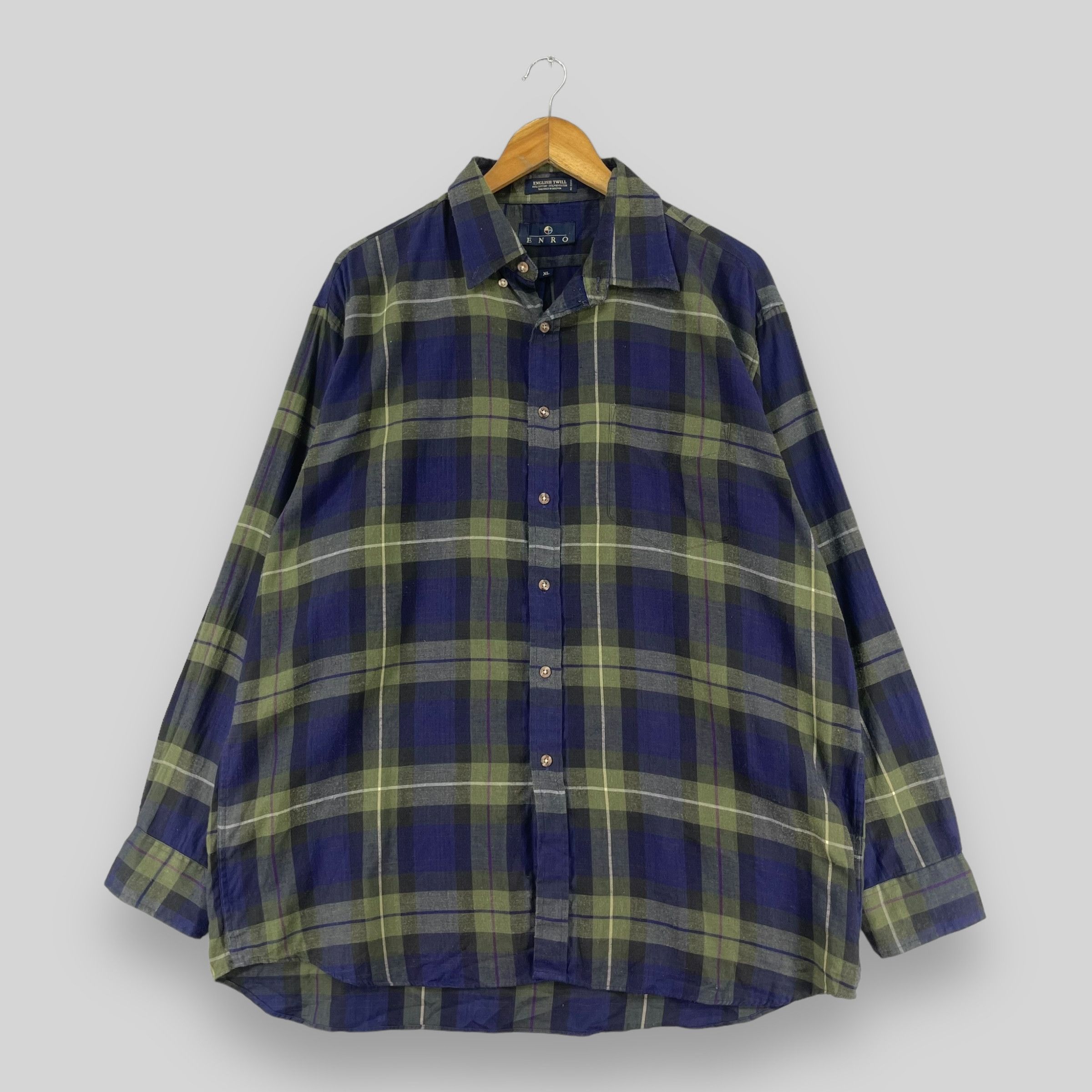 Flannel × Japanese Brand × Vintage Vintage Plaid Tartan Blue/Green Checkered Flannel Shirt Size US XL / EU 56 / 4 - 1 Thumbnail