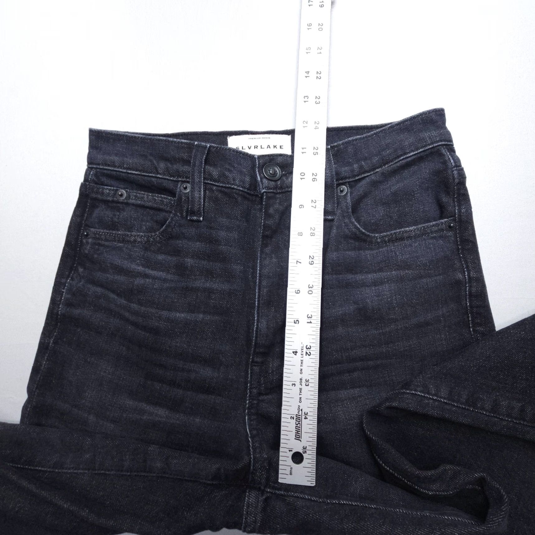 SLVRLAKE VINTAGE Slvrlake London Crop Jeans Womens Size 25 Underground High Rise Dark Black 5-Pocket Design USA Womens Jeans Size 42" / US 20 - 6 Thumbnail
