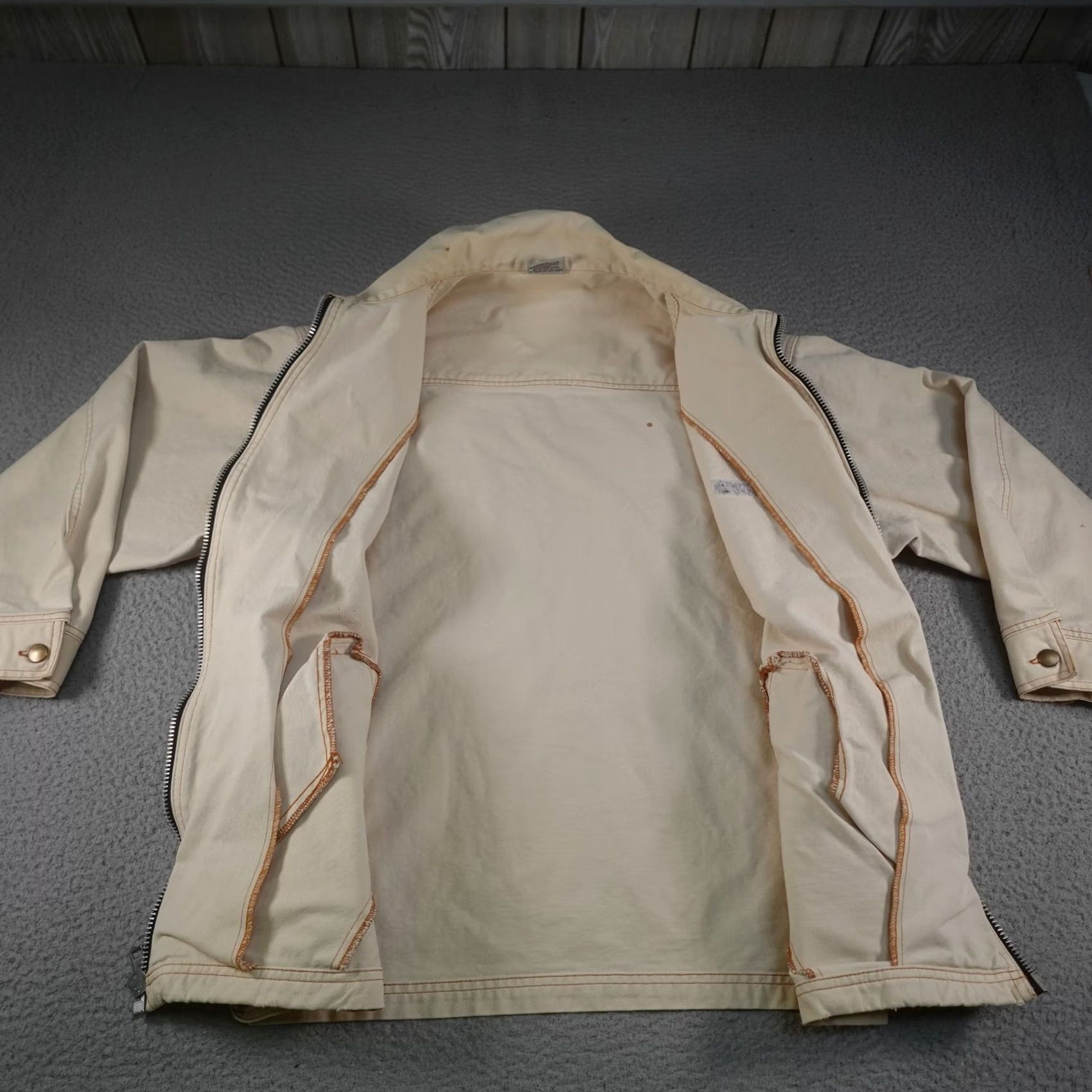 Vintage VINTAGE Drawls Bomber Jacket Mens Medium Beige Canvas Skater 90s Size US M / EU 48-50 / 2 - 5 Thumbnail