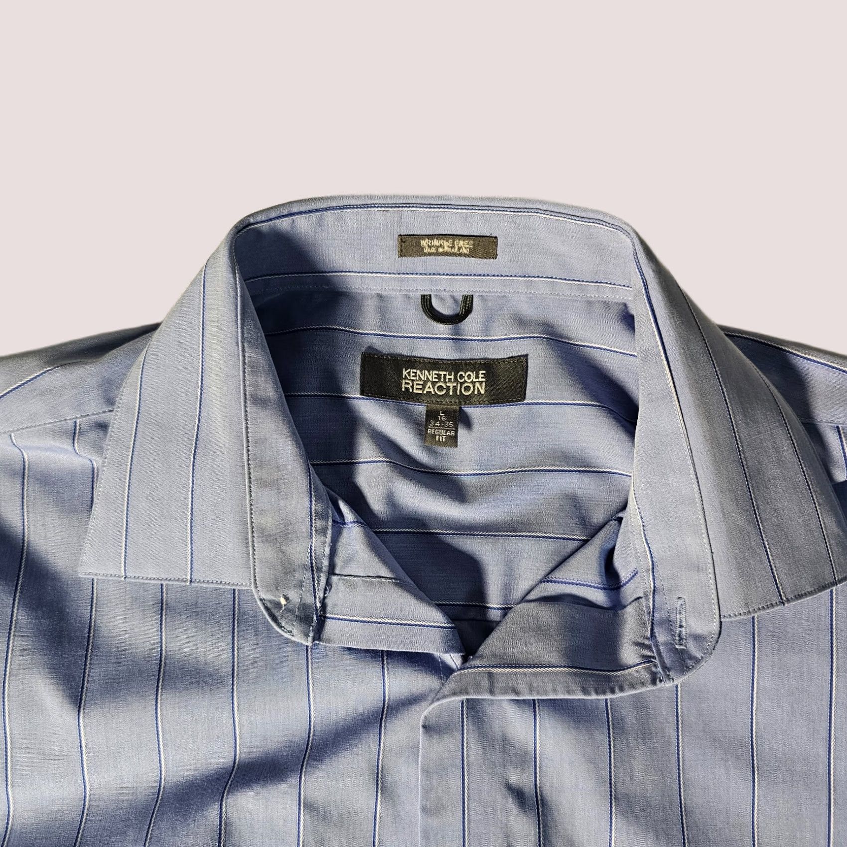 Kenneth Cole Kenneth Cole Reaction Shirt Men Large Blue Stripe Regular Fit Non-Iron Wrinkle Free Casual Dress Shirt Regular Fit Mens Blue Striped Shirt Size US L / EU 52-54 / 3 - 1 Thumbnail
