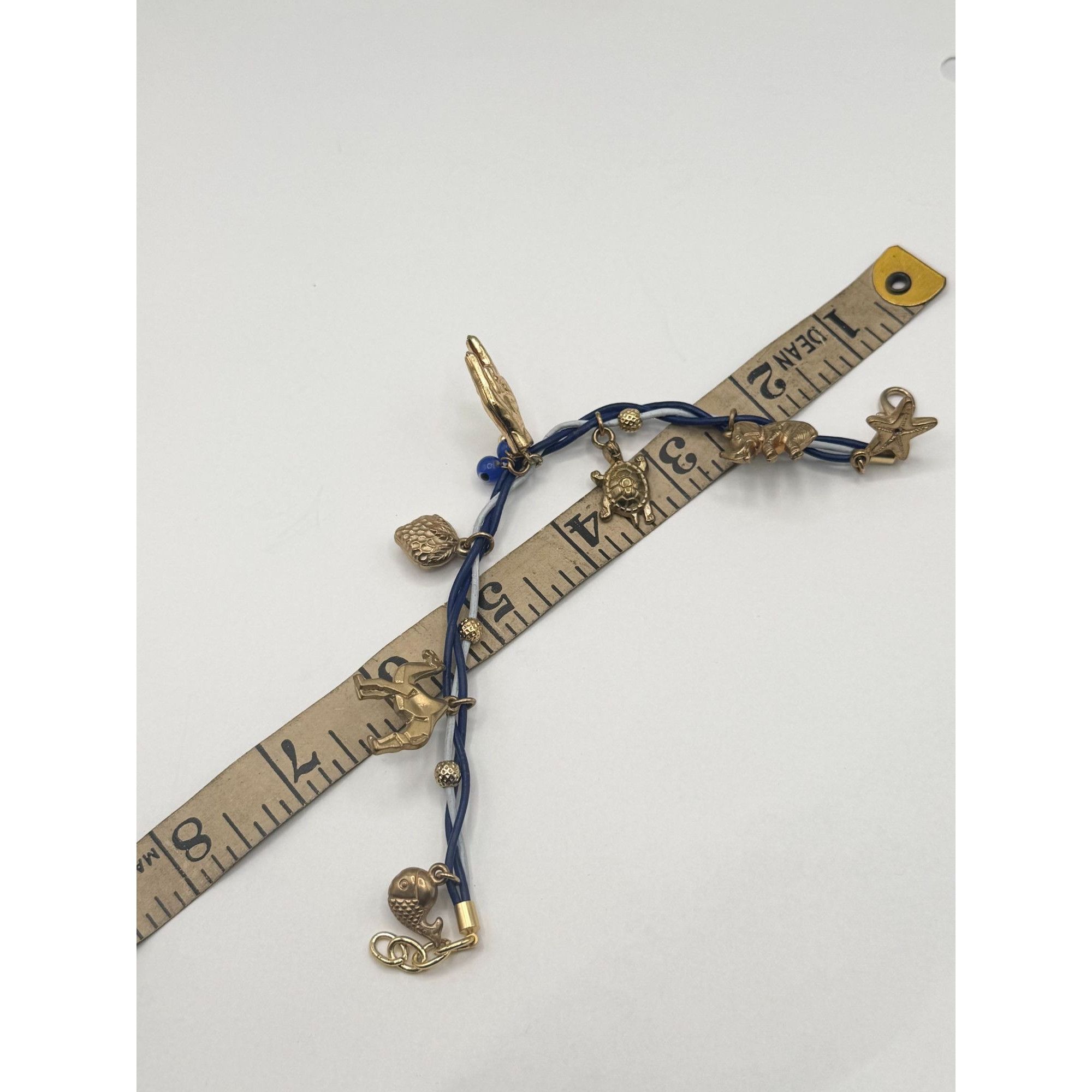 Vintage Braided two tone blue leather charm bracelet Size ONE SIZE - 5 Thumbnail