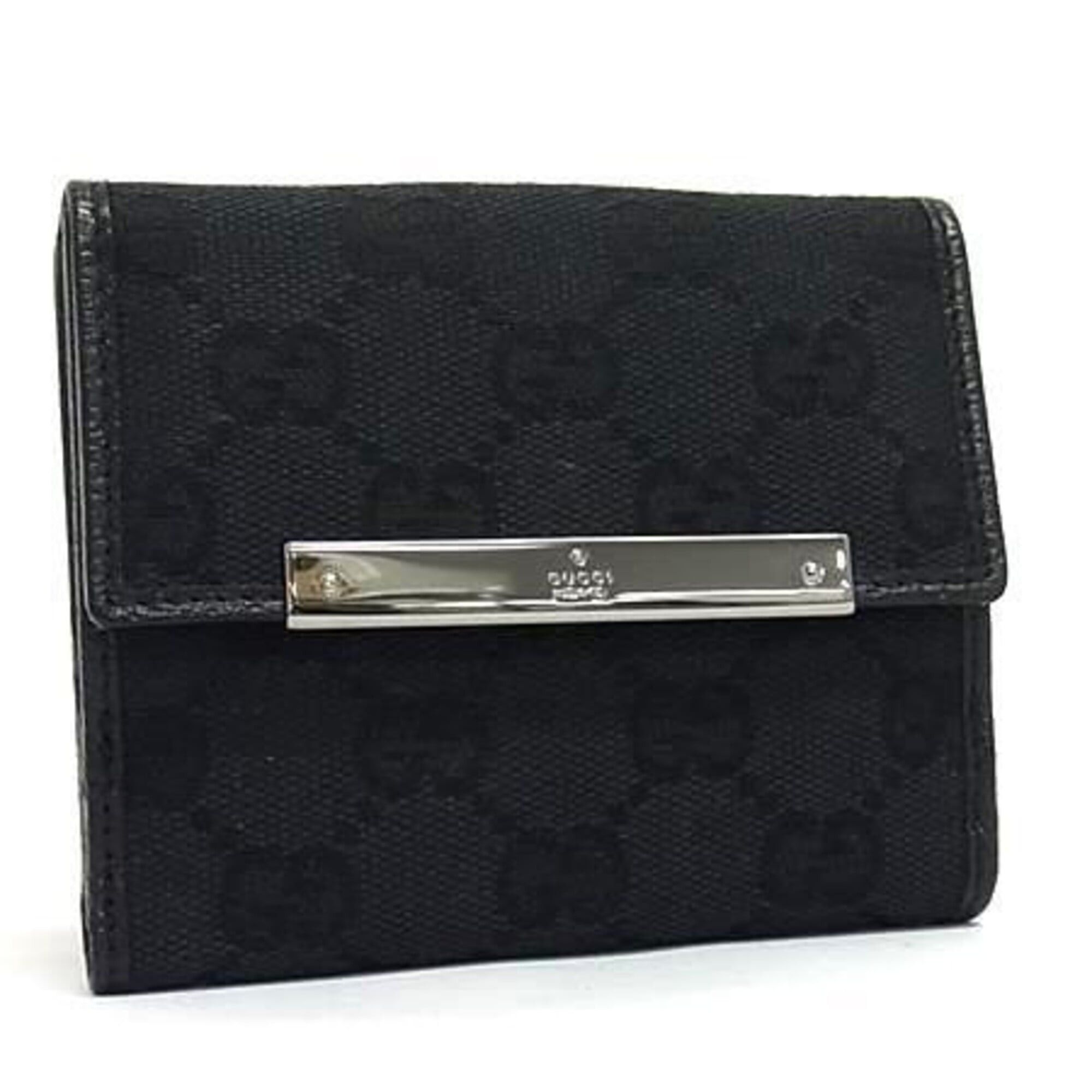 Gucci GUCCI Bi-fold Wallet GG Canvas 112716 Black x Leather Women's W Size ONE SIZE - 1 Thumbnail