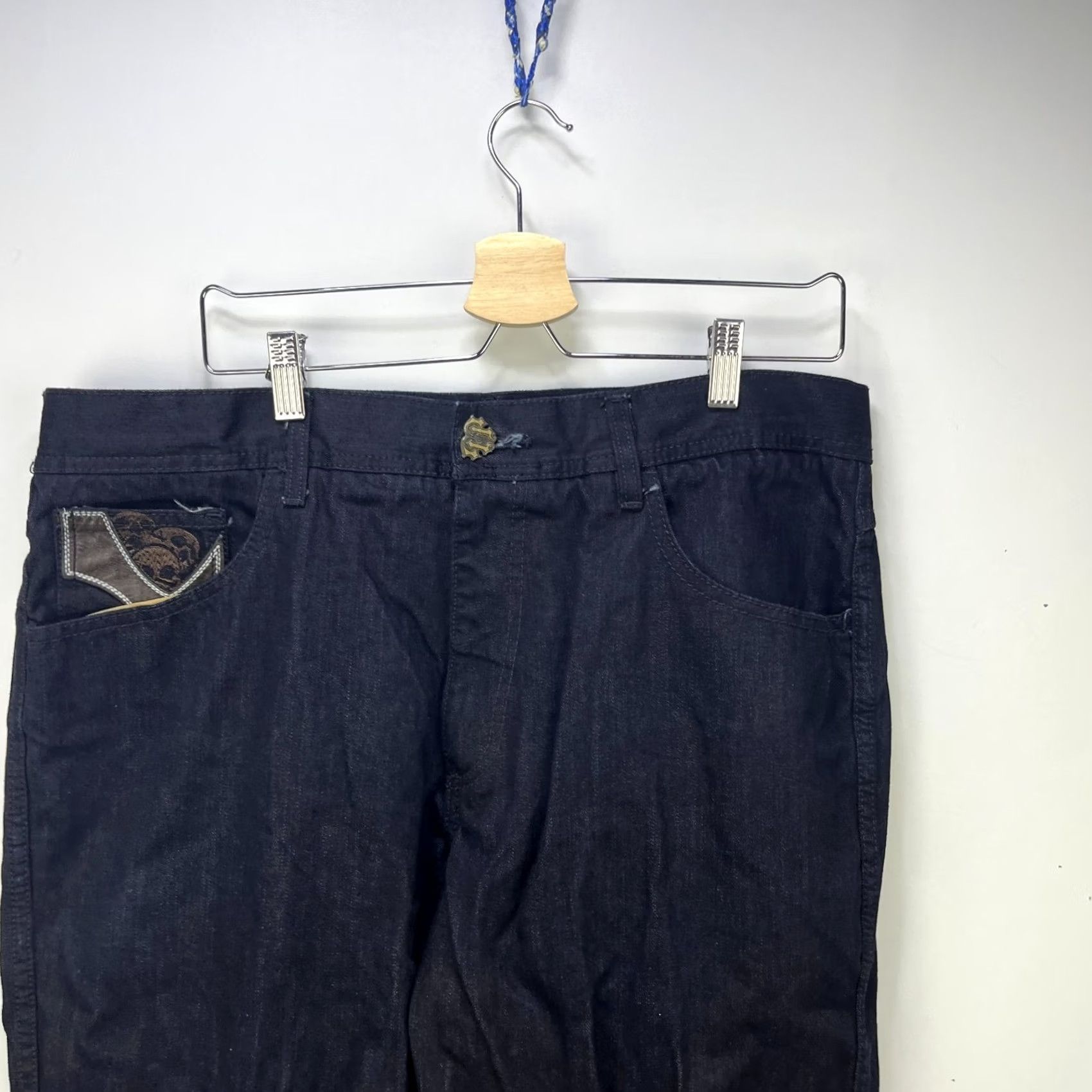 Pelle Pelle VINTAGE Pelle Pelle Jeans Baggy Skull Crest Blue 38 Mens Size US 38 / EU 54 - 5 Thumbnail