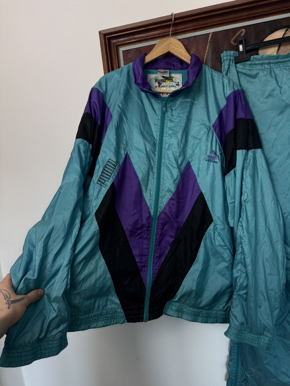 Puma Vintage 90s Puma Track Suit Full Set Windbreaker Streetwear Size US XL / EU 56 / 4 - 3 Thumbnail