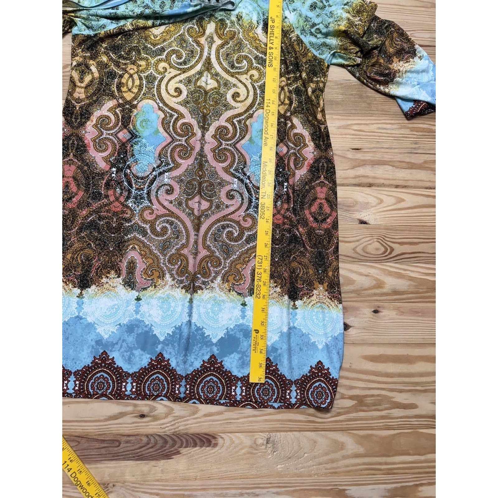 Chicos Chicos Cut Out Long Sleeves Beaded Dress Aqua Print Sz 3 XL Size XL / US 12-14 / IT 48-50 - 7 Thumbnail