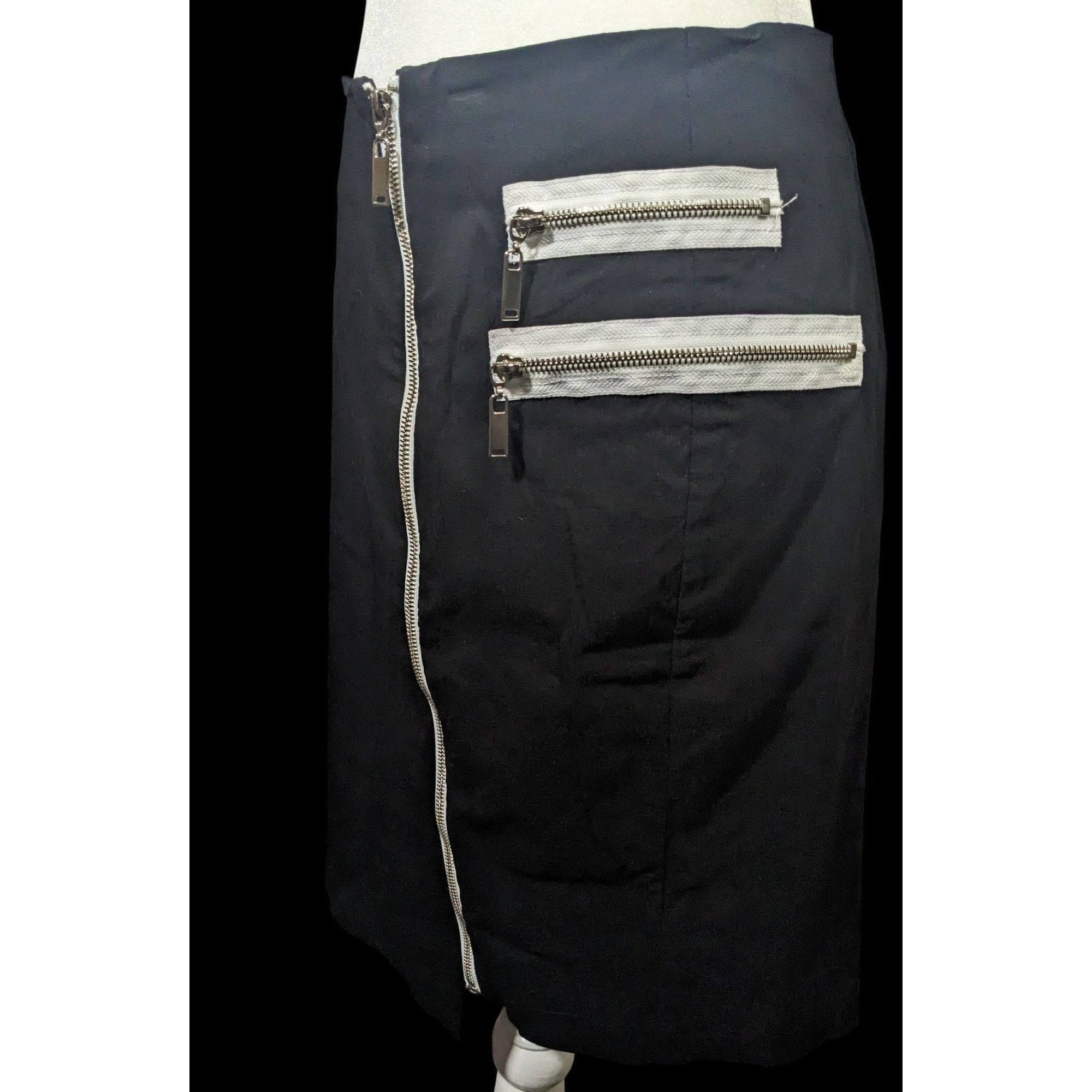 Insight Insight Gothic Black And White Asymmetrical Knee Length Skir Size 28" / US 6 / IT 42 - 2 Thumbnail