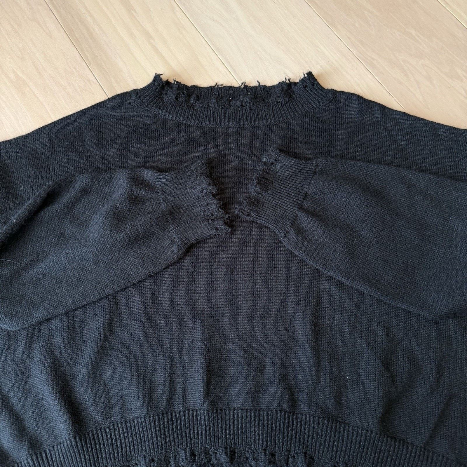 Bare Knuckles Bare Knuckles Cropped Wool Cashmere Sweater Large Black Size US L / EU 52-54 / 3 - 4 Thumbnail
