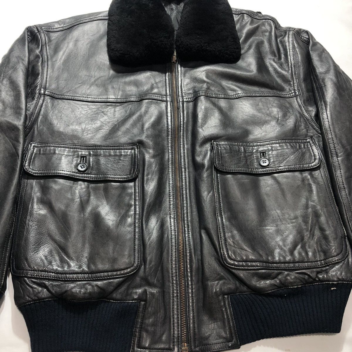 Japanese Brand × Vintage Rare Vintage Nuovo Nero Fur Leather Jacket Size US M / EU 48-50 / 2 - 7 Thumbnail