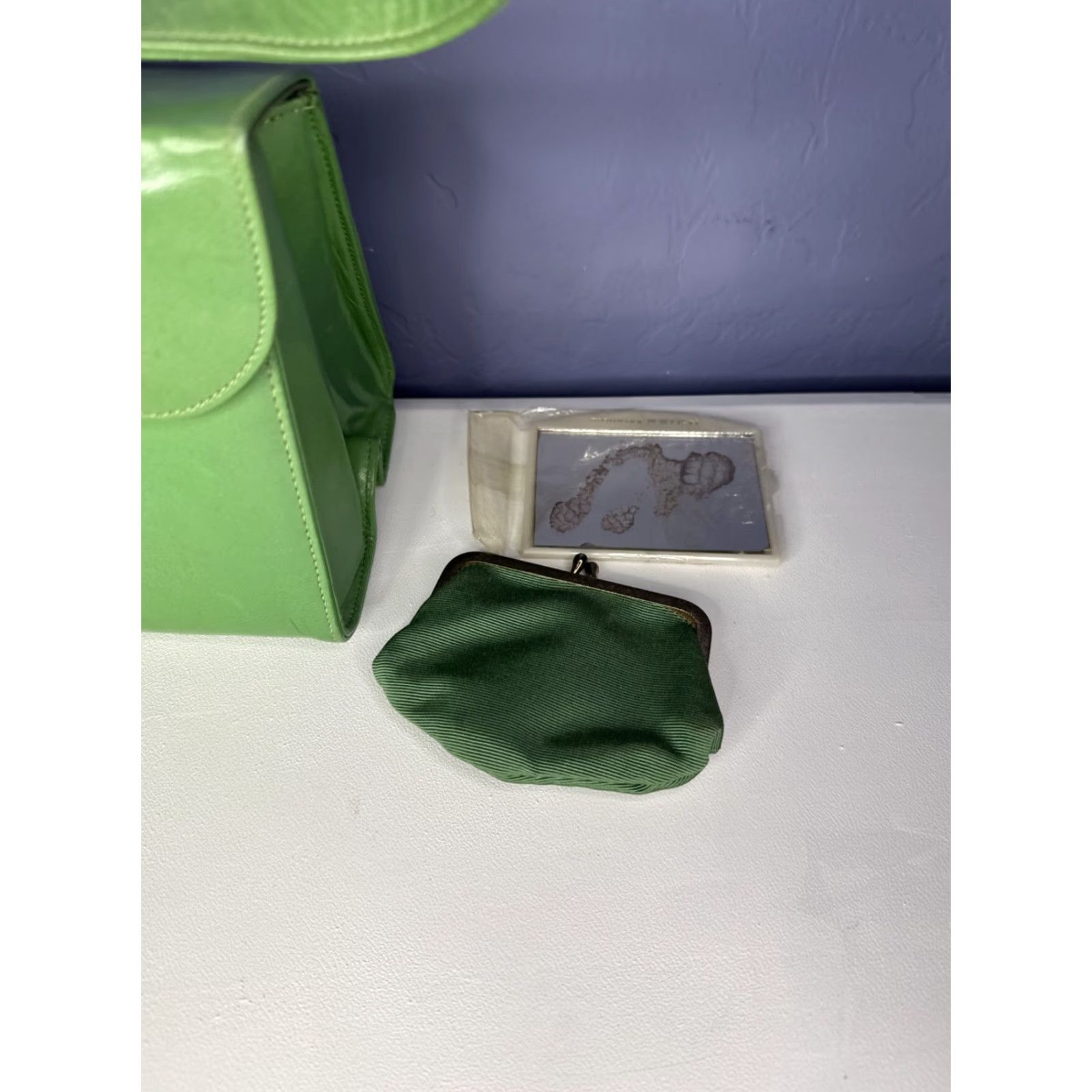 CO VINTAGE May Shoe Co Company Charleston WV Purse Green Hand Bag W Coin Bag Size ONE SIZE - 2 Thumbnail