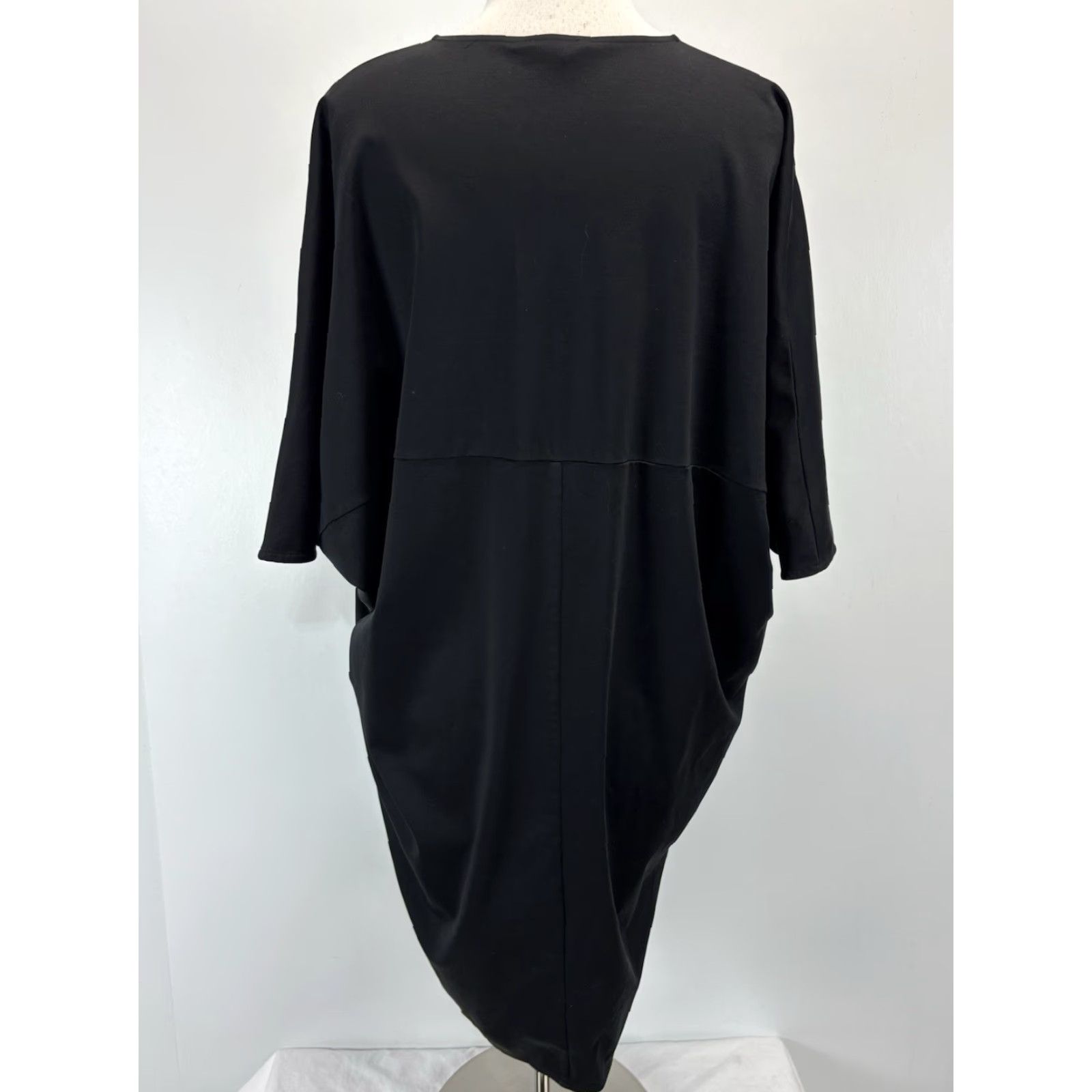 Cos COS Tunic Dress Women’s Black Shift Minimalist Lagenlook M Knee-Length Casual Travel Party/Cocktail Business V-Neck Half Sleeve Pullover Cotton Size M / US 6-8 / IT 42-44 - 3 Thumbnail