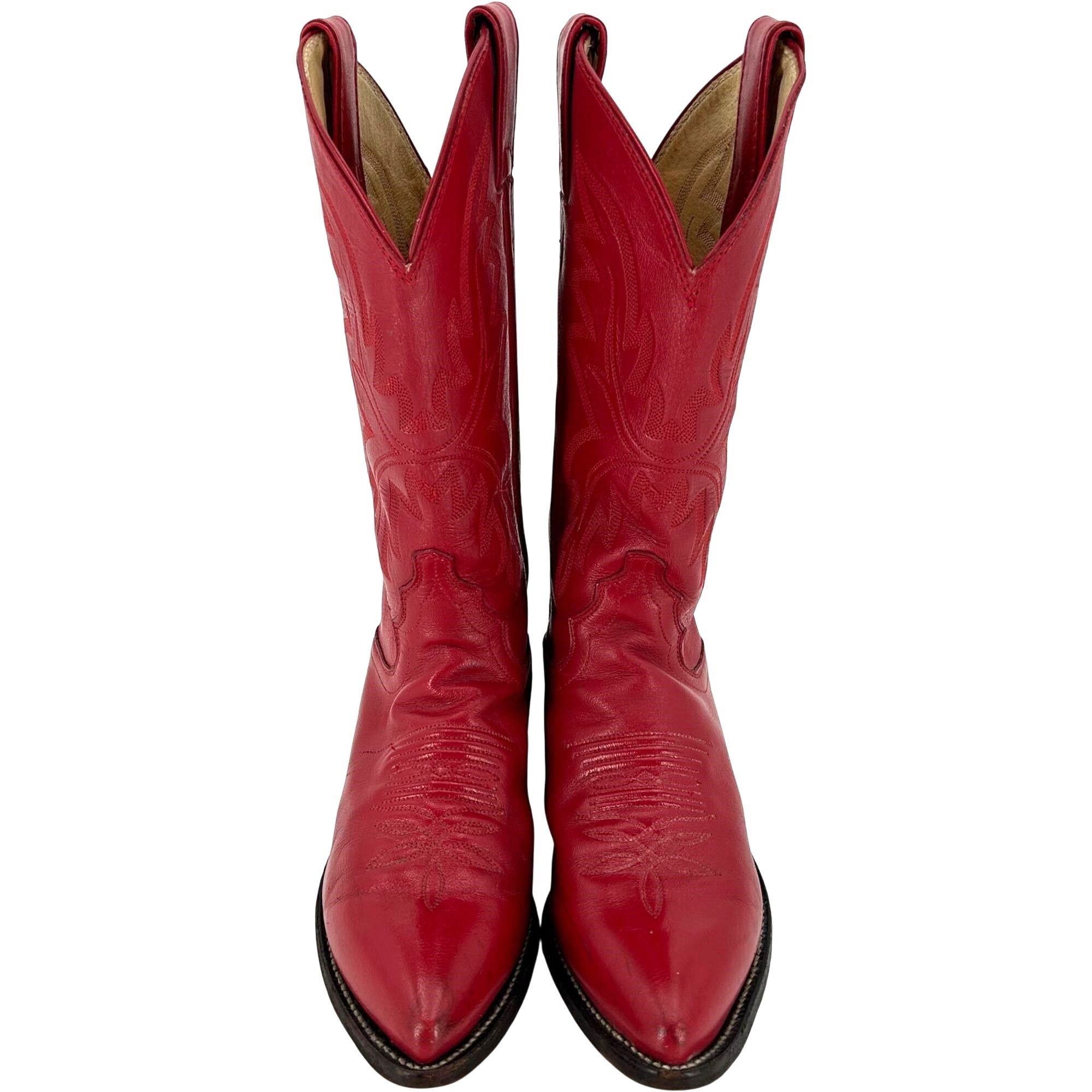 Justin Boots Justin Cowgirl Boots Womens 5.5B Red Leather Cowboy Western Size US 5.5 / EU 38 - 2 Thumbnail