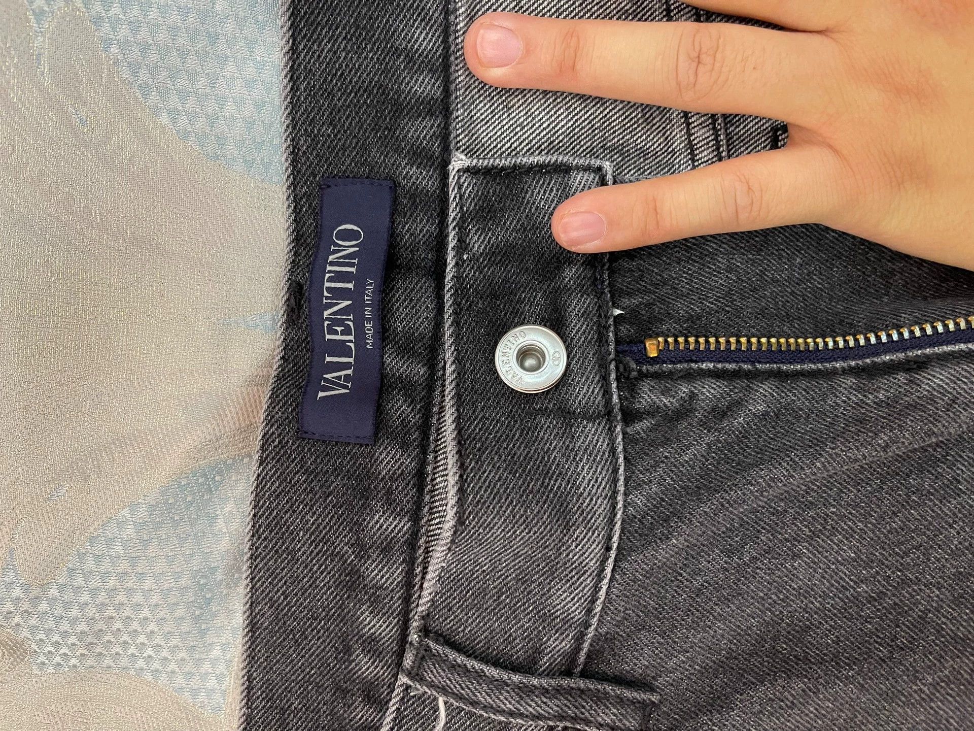 Valentino Valentino 33 Color Blocked Leather Logo Patch Jeans Size US 33 - 4 Thumbnail