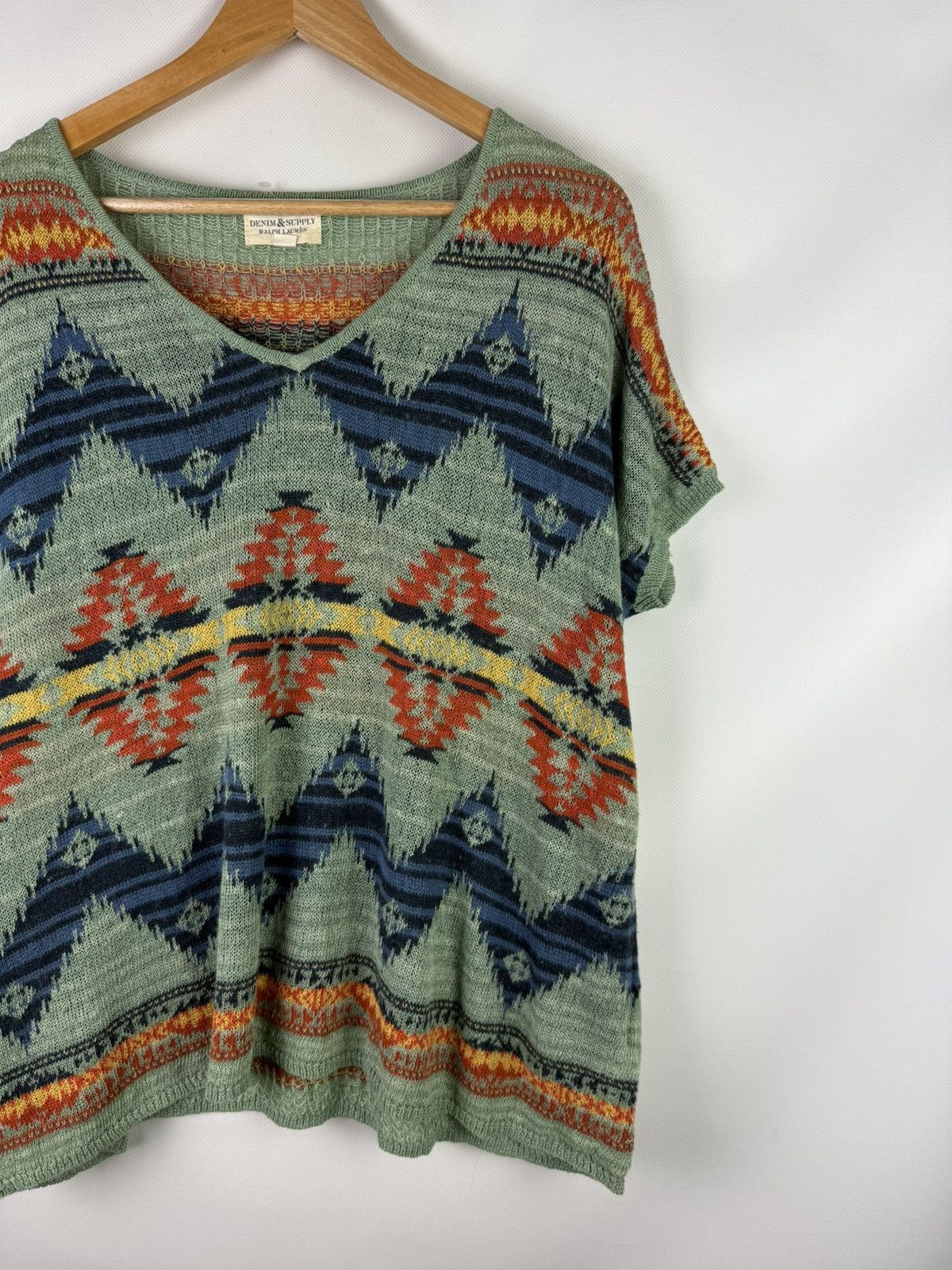 Denim & Supply Ralph Lauren Ralph Lauren Aztec Southwest Pattern Short Sleeve Sweater Size XS / US 0-2 / IT 36-38 - 3 Thumbnail