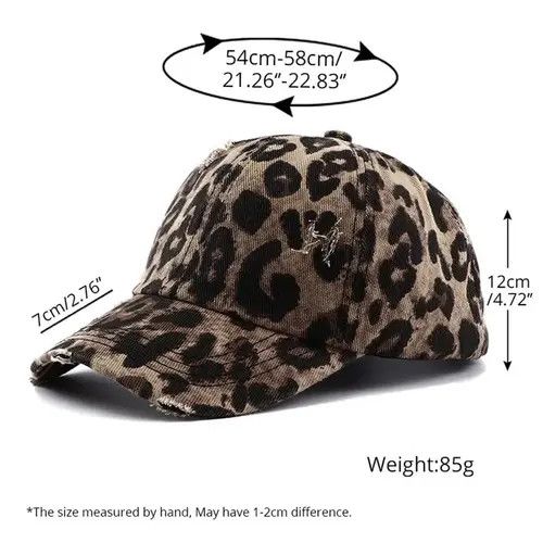 Japanese Brand Streetwear Leopard Print Washed Vintage Baseball Hat Size ONE SIZE - 6 Thumbnail