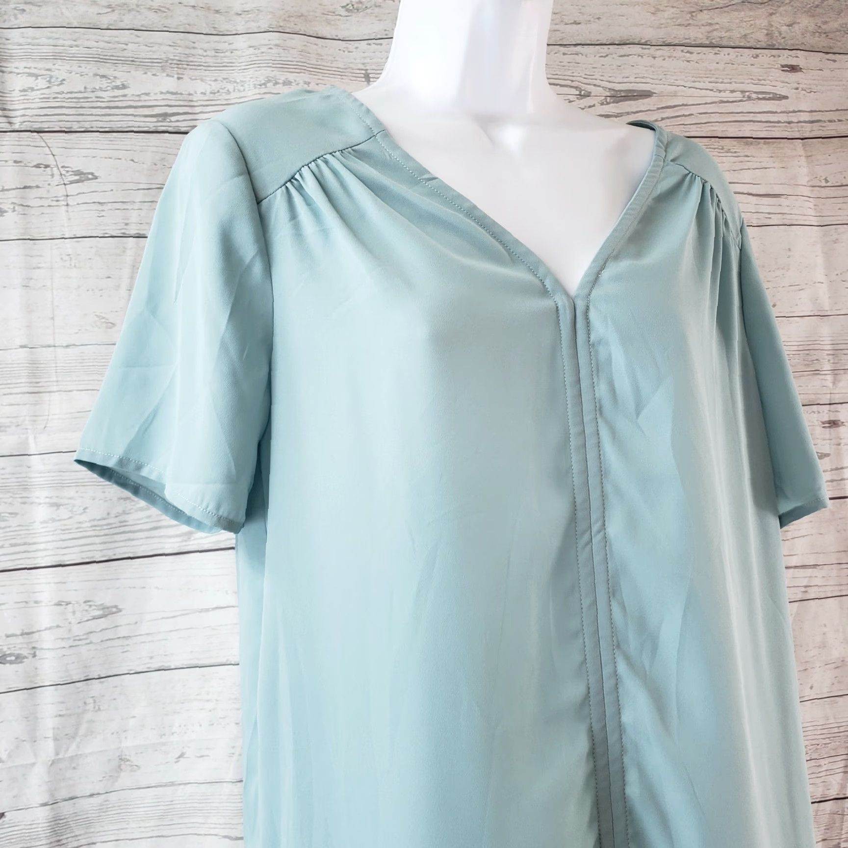 Doublet Pleione Womens Top Sz S Solid Blue Short Sleeve V-Neck Shirt Blouse Womens Size S / US 4 / IT 40 - 2 Thumbnail