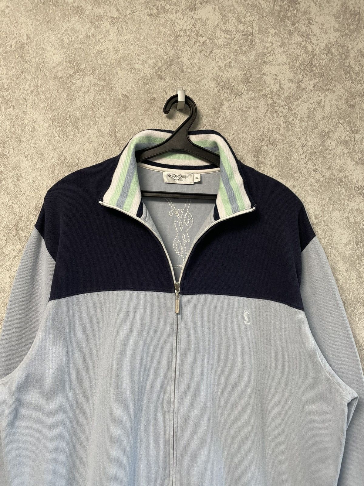 Yves Saint Laurent Vintage Yves Saint Laurent YSL Sweater Full Zip Blue Jumper Size US XXL / EU 58 / 5 - 2 Thumbnail