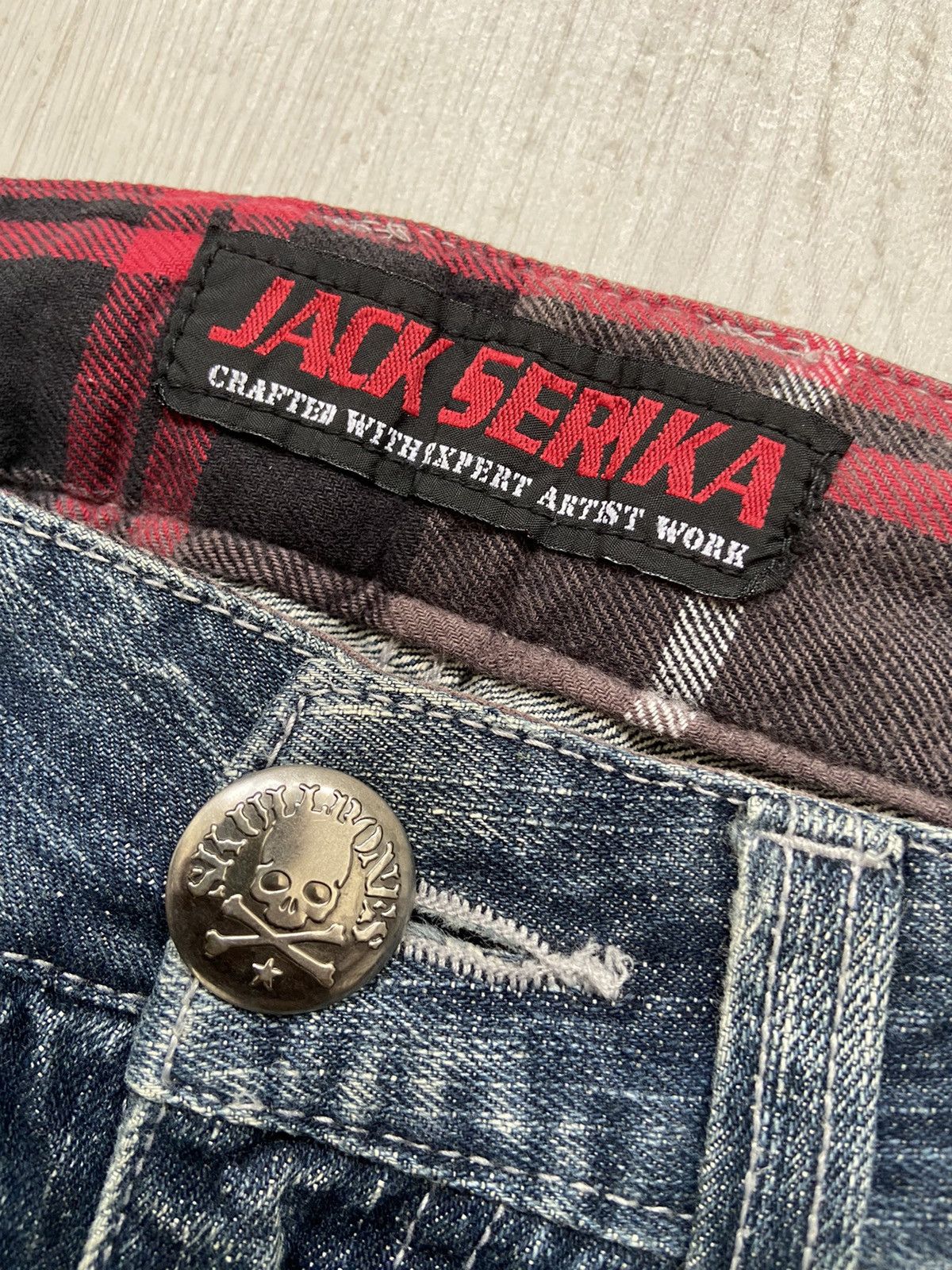 If Six Was Nine × Japanese Brand × Le Grande Bleu (L.G.B.) Vintage 2000’s Jack Serika Visual Kei Skull Crazy Denim Pant Size US 30 / EU 46 - 6 Thumbnail