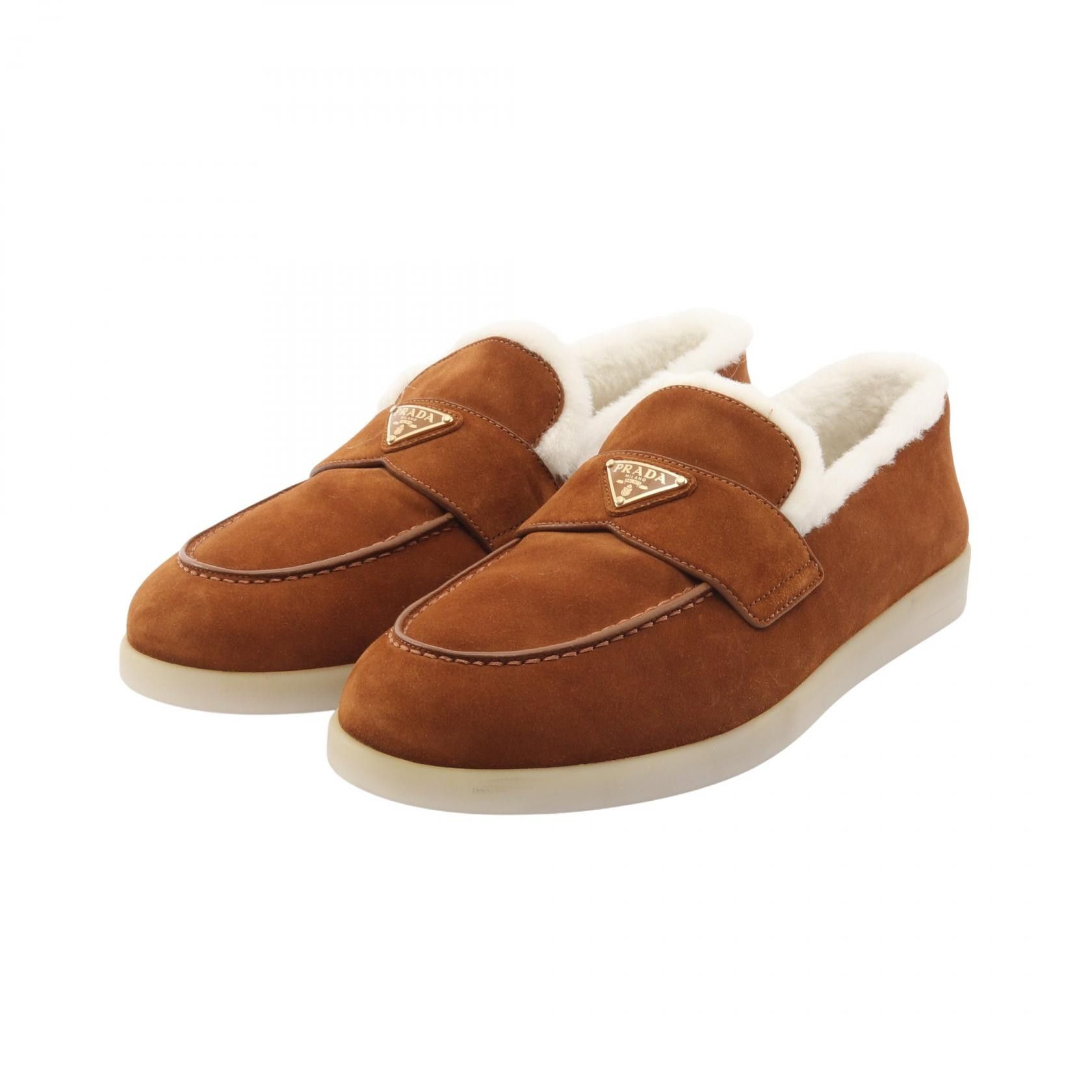 Prada Prada Prada Triangle Logo Shearling Suede Loafers Leather Shoes 2DG124 DUTY FREE for USA Size ONE SIZE - 1 Thumbnail