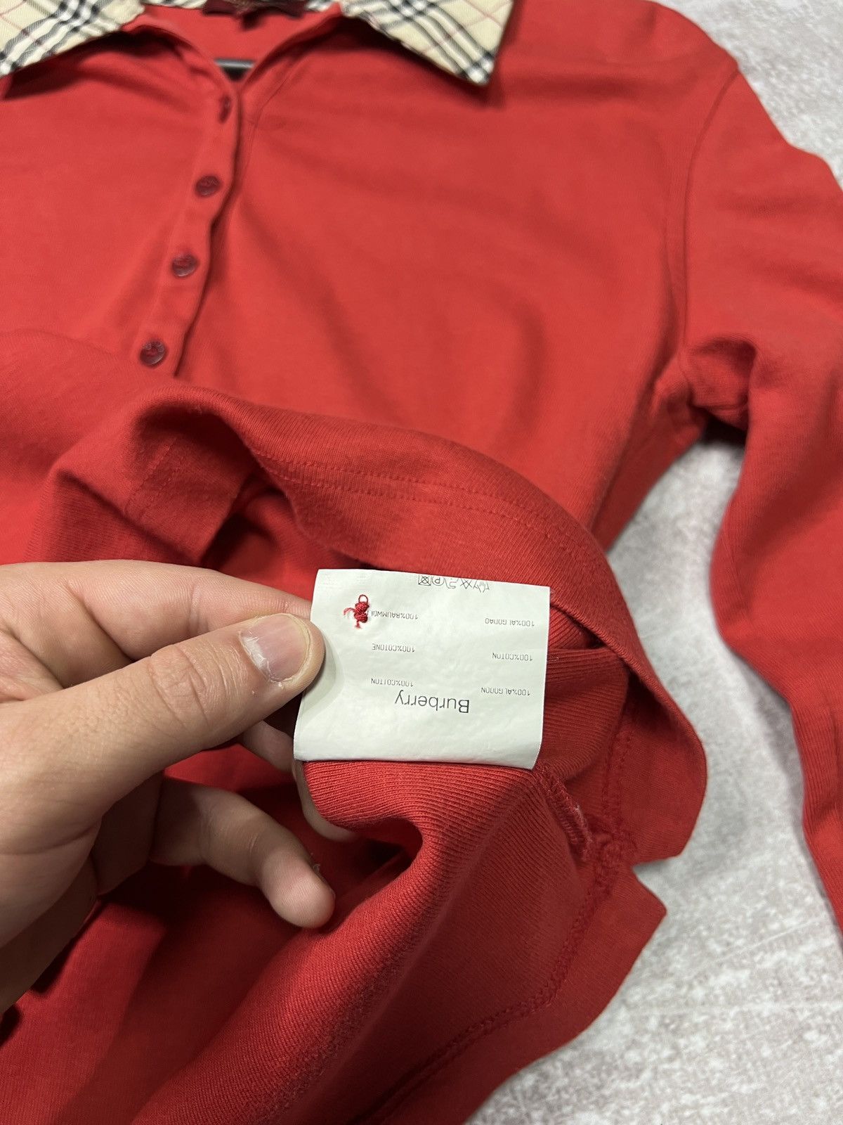 Burberry Burberry London Red Long Sleeve Polo Shirt Size M / US 6-8 / IT 42-44 - 9 Thumbnail