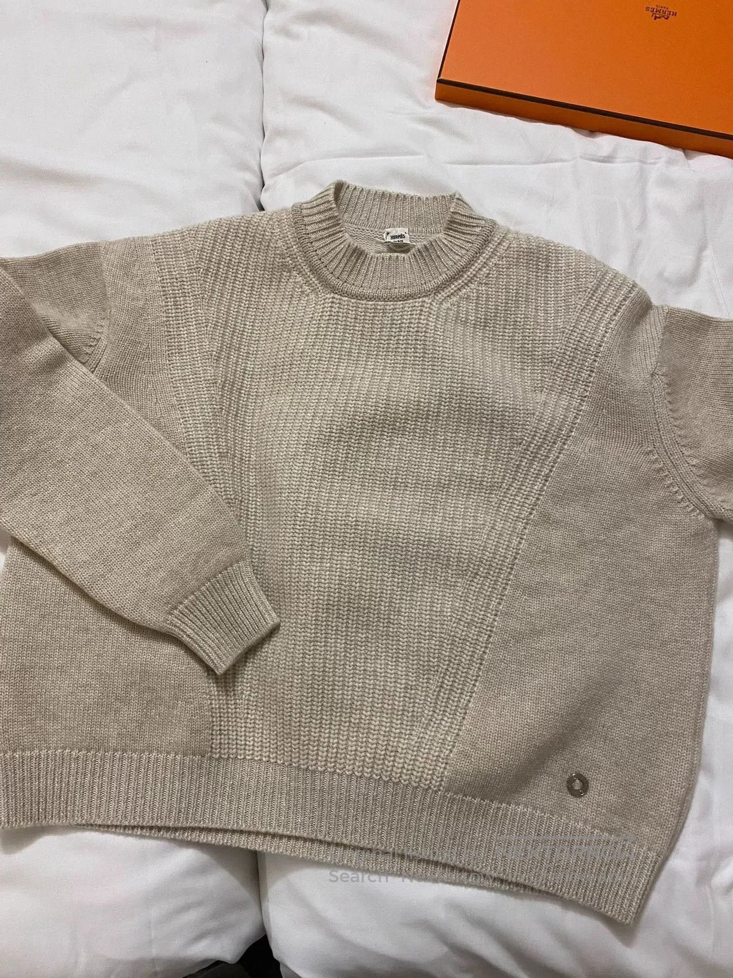 Hermes Women's Beige Cashmere Sweater.