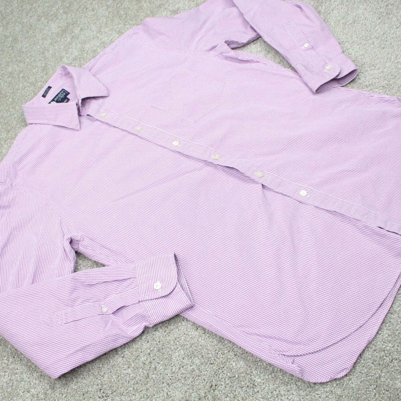 J.Crew J.CREW Shirt Mens Large 16-16 1/2 Pink/White 80s 2 Ply Cotton L/S Check Button-Up Size US L / EU 52-54 / 3 - 6 Thumbnail