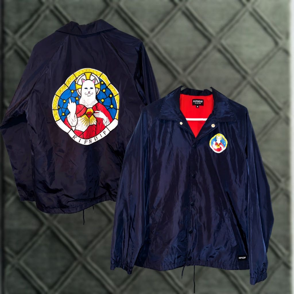RIPNDIP RIPNDIP Stained Glass Coach Jacket Sz. M EUC RARE Jacket Mens M Black Full Zip Wind-Resistant Light-Weight Softshell Logo Zipper Buttons Size US M / EU 48-50 / 2 - 1 Thumbnail