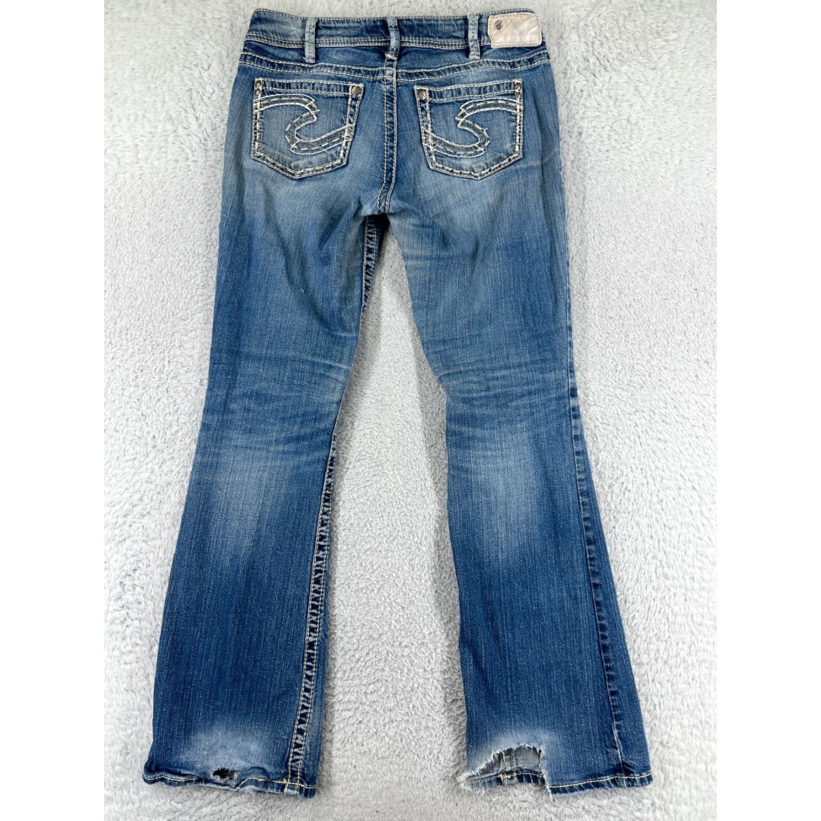 Silver Jeans Co. Silver Jeans Women's Blue Denim Suki Bootcut Jeans Size 30 Mid Rise Cotton Stretch Size 30" / US 8 / IT 44 - 2 Thumbnail