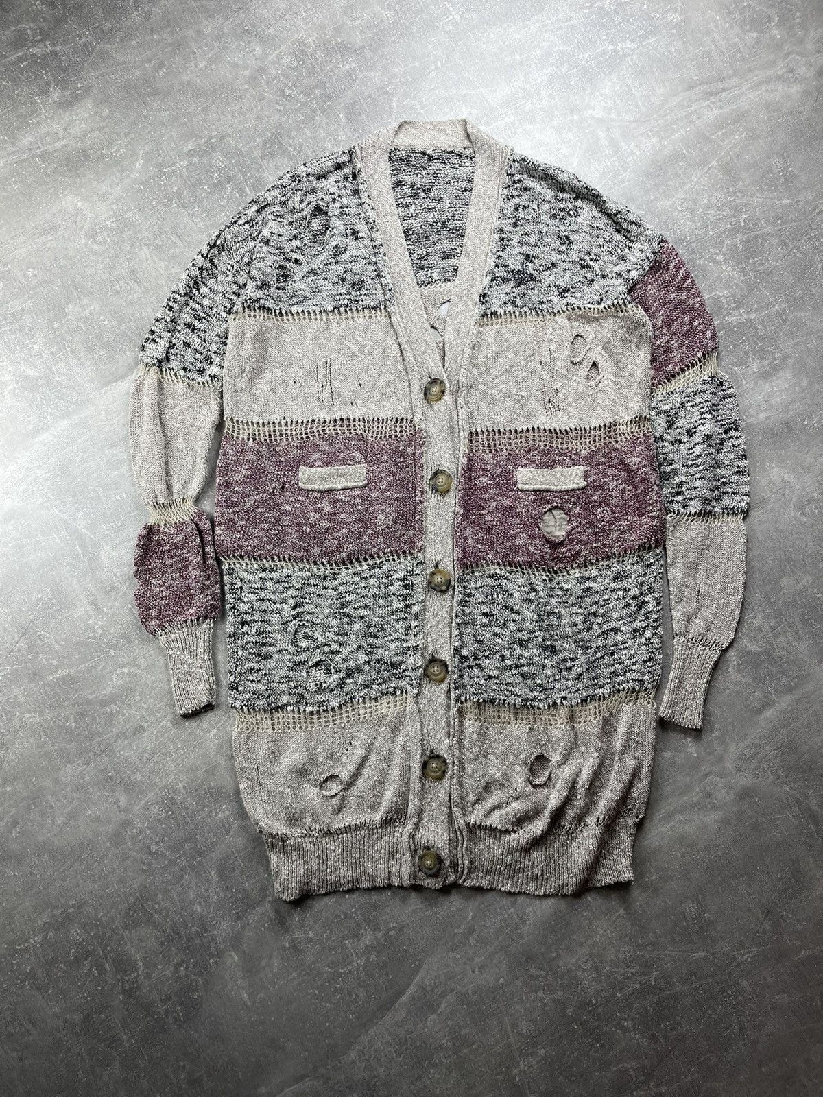 Vivienne Westwood Vivienne Westwood Chunky Knit Long Cardigan Beige Burgundy Size ONE SIZE - 2 Thumbnail
