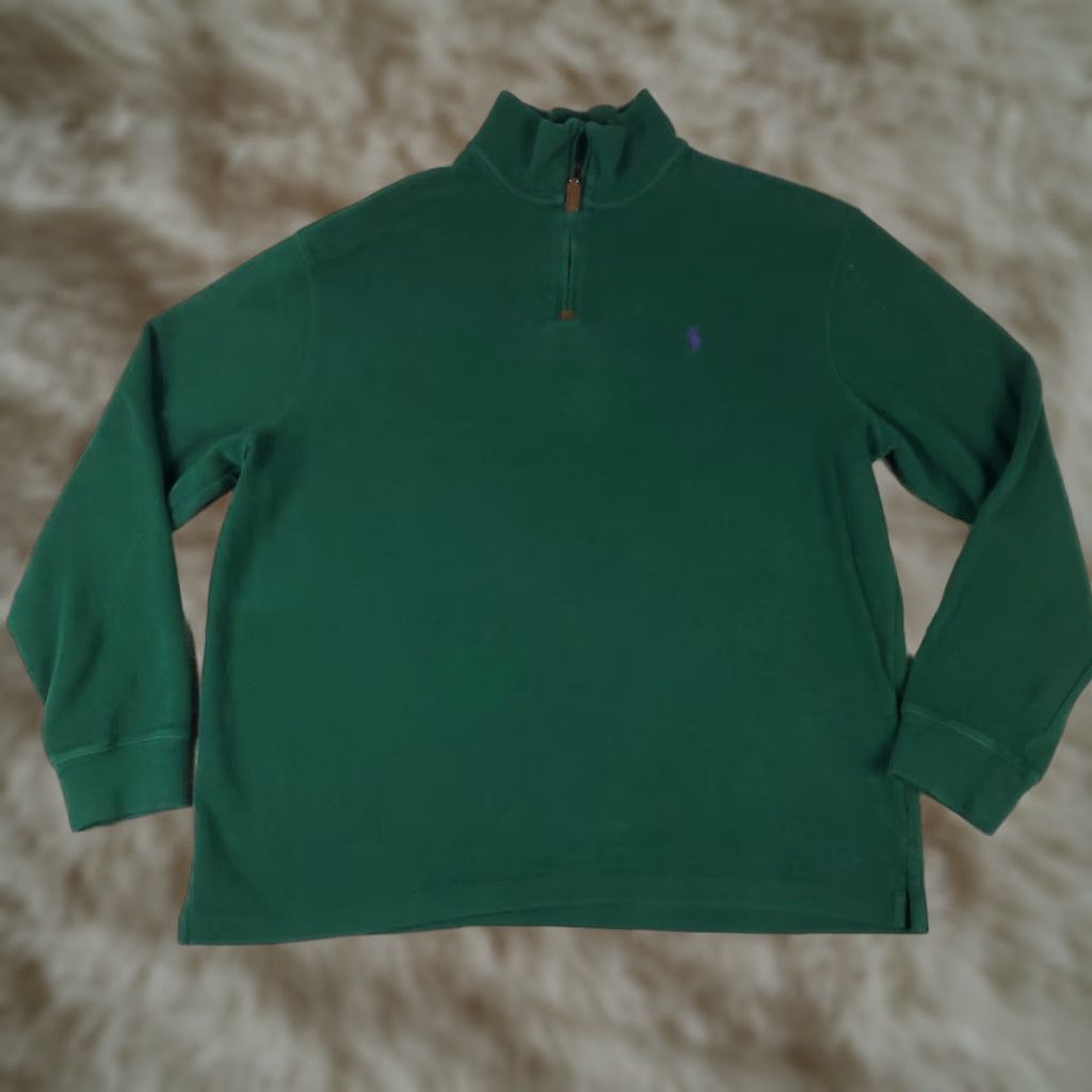 Ralph Lauren Ralph Lauren Sweater Mens XL Green Pullover 1/4 Zip Logo Solid Knit Size US XL / EU 56 / 4 - 1 Thumbnail