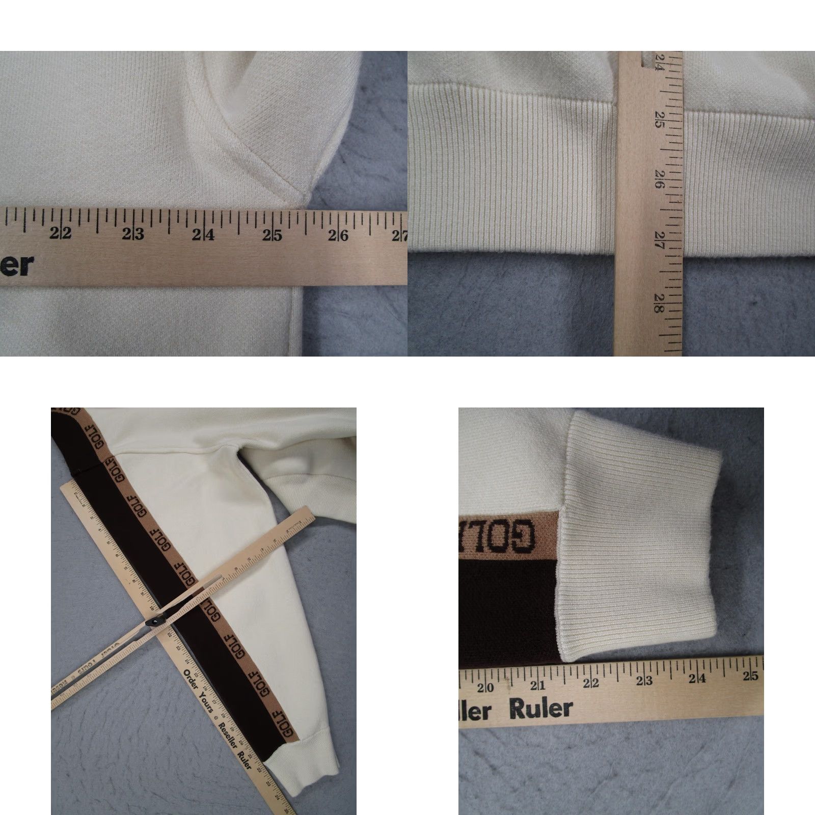 Golf Wang VINTAGE Golf Wang Sweater Mens XL White Brown 1/4 Zip Mock Neck Logo Tape Knit Pullover Size US XL / EU 56 / 4 - 8 Thumbnail