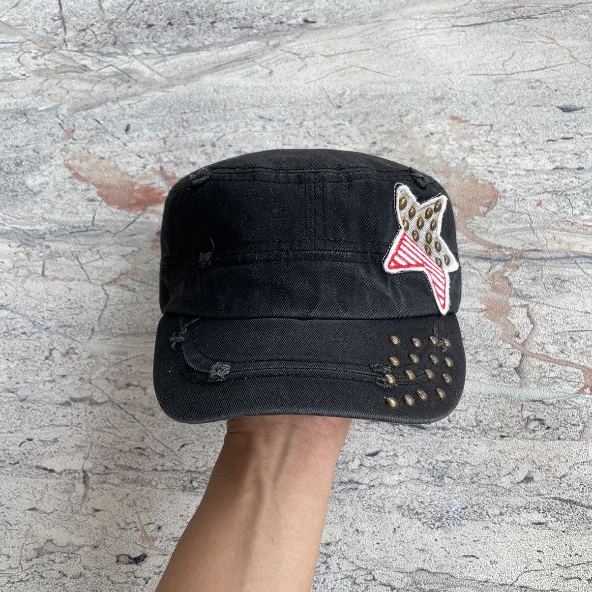 14th Addiction Vintage Studded Faded Distressed Commando Hat Size ONE SIZE - 2 Thumbnail