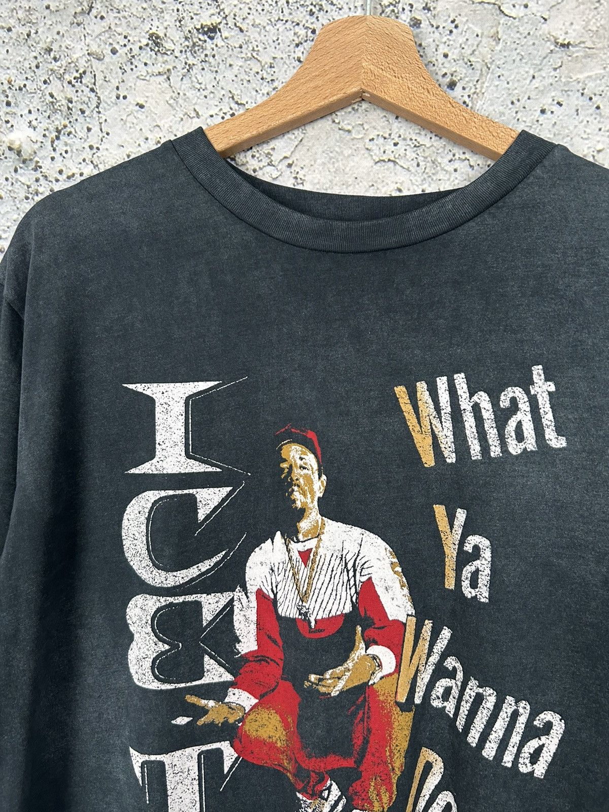 Rap Tees × Vintage Ice-T Rap Washed Black Graphic Tee Streetwear Vintage Size US L / EU 52-54 / 3 - 3 Thumbnail