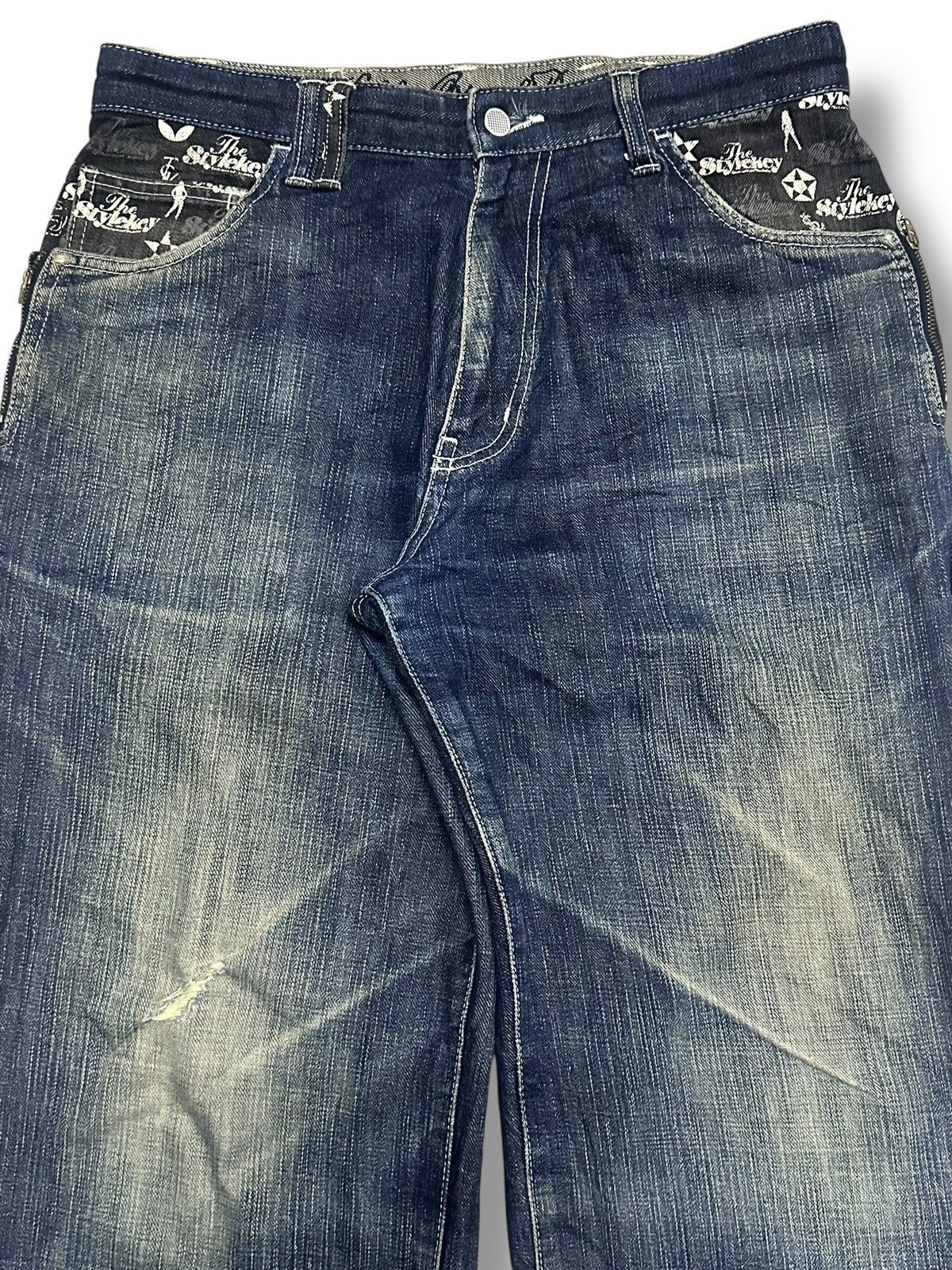 Japanese Brand TheStyleKey Embroidered Vintage Jean Baggy Loose Style Faded Size US 33 - 6 Thumbnail