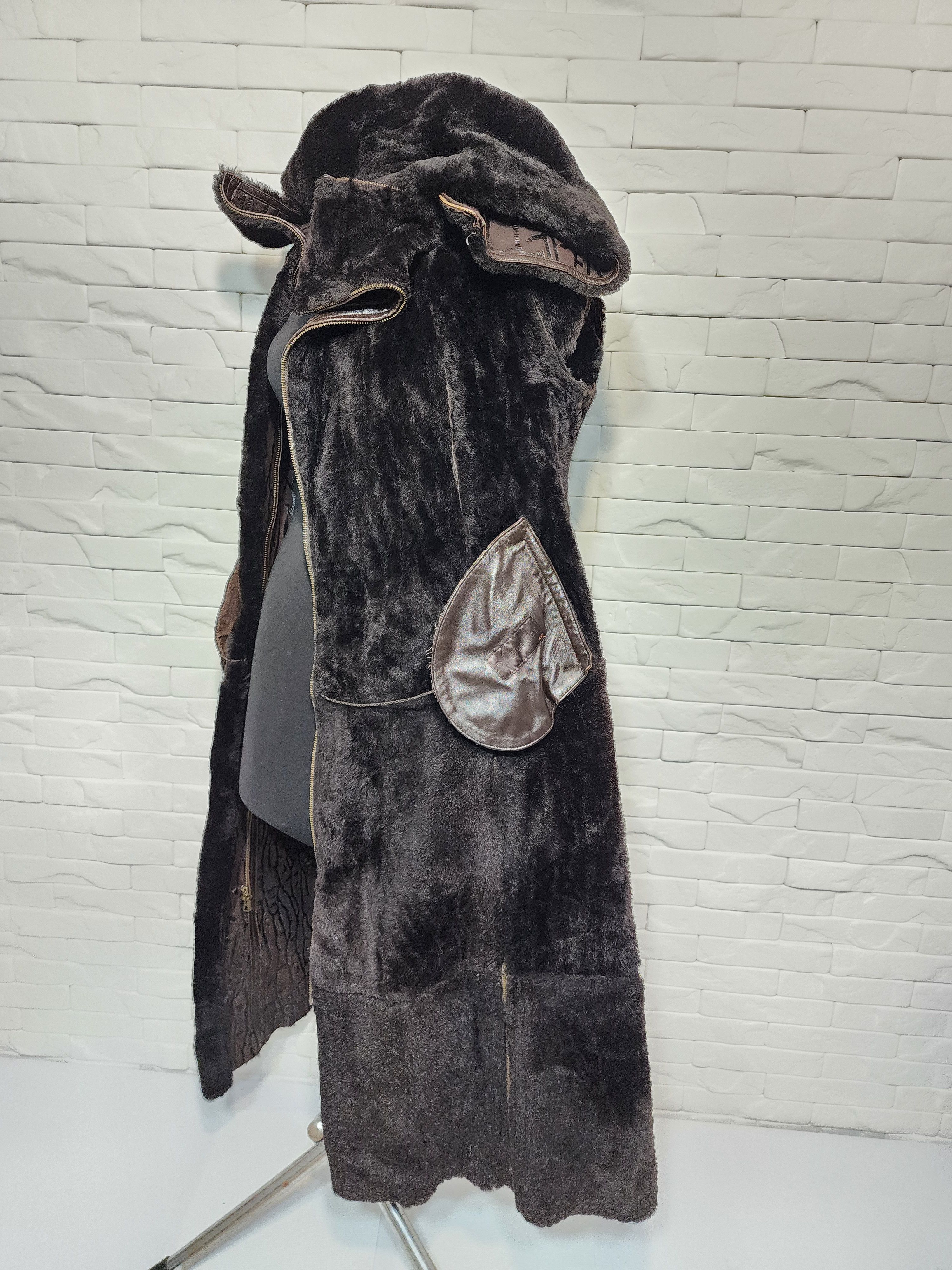 Designer Brown Women's Sheepskin Coat Size M / US 6-8 / IT 42-44 - 9 Thumbnail